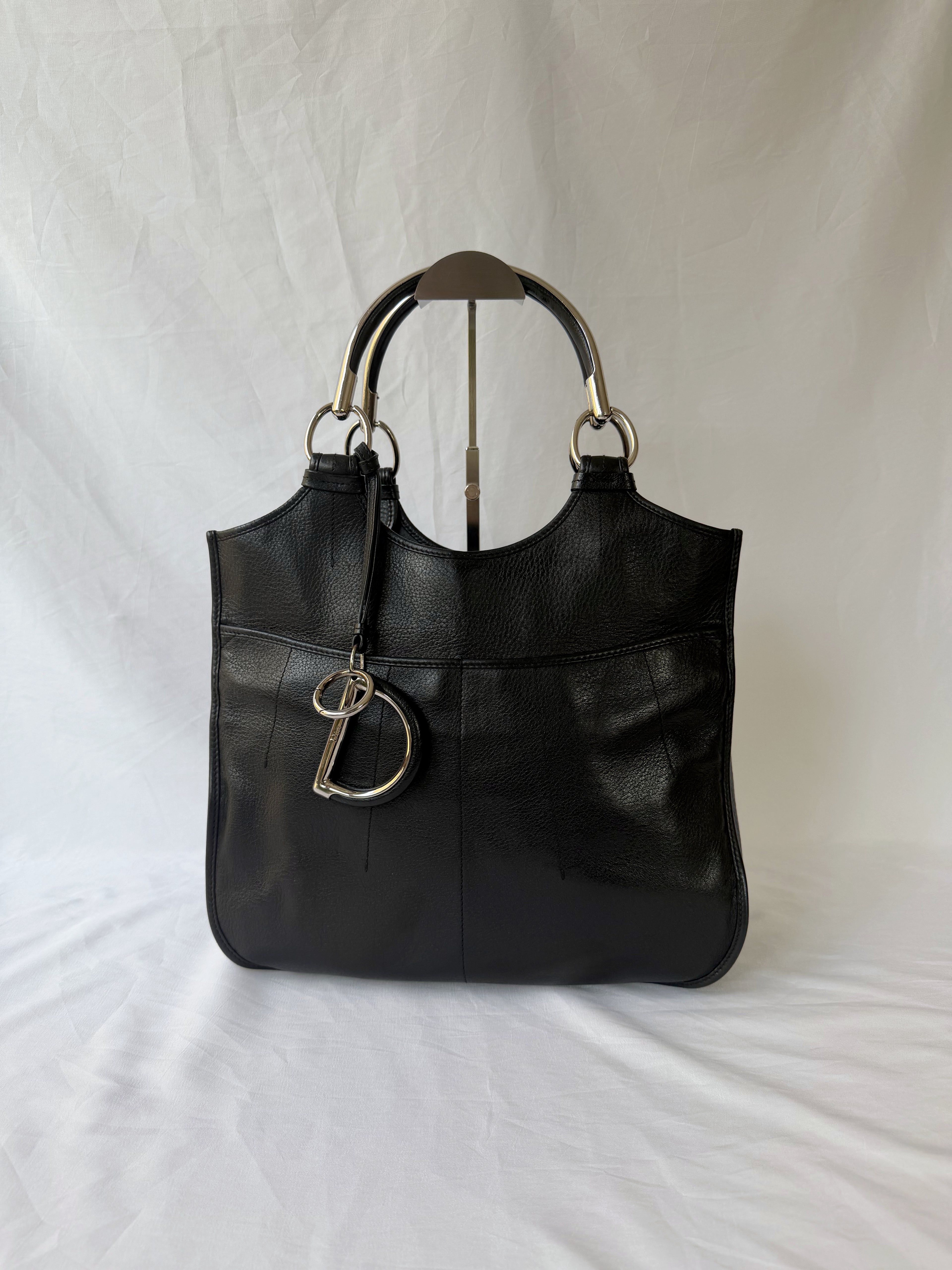 Dior D-Styling Tote in Black, Grained Leather