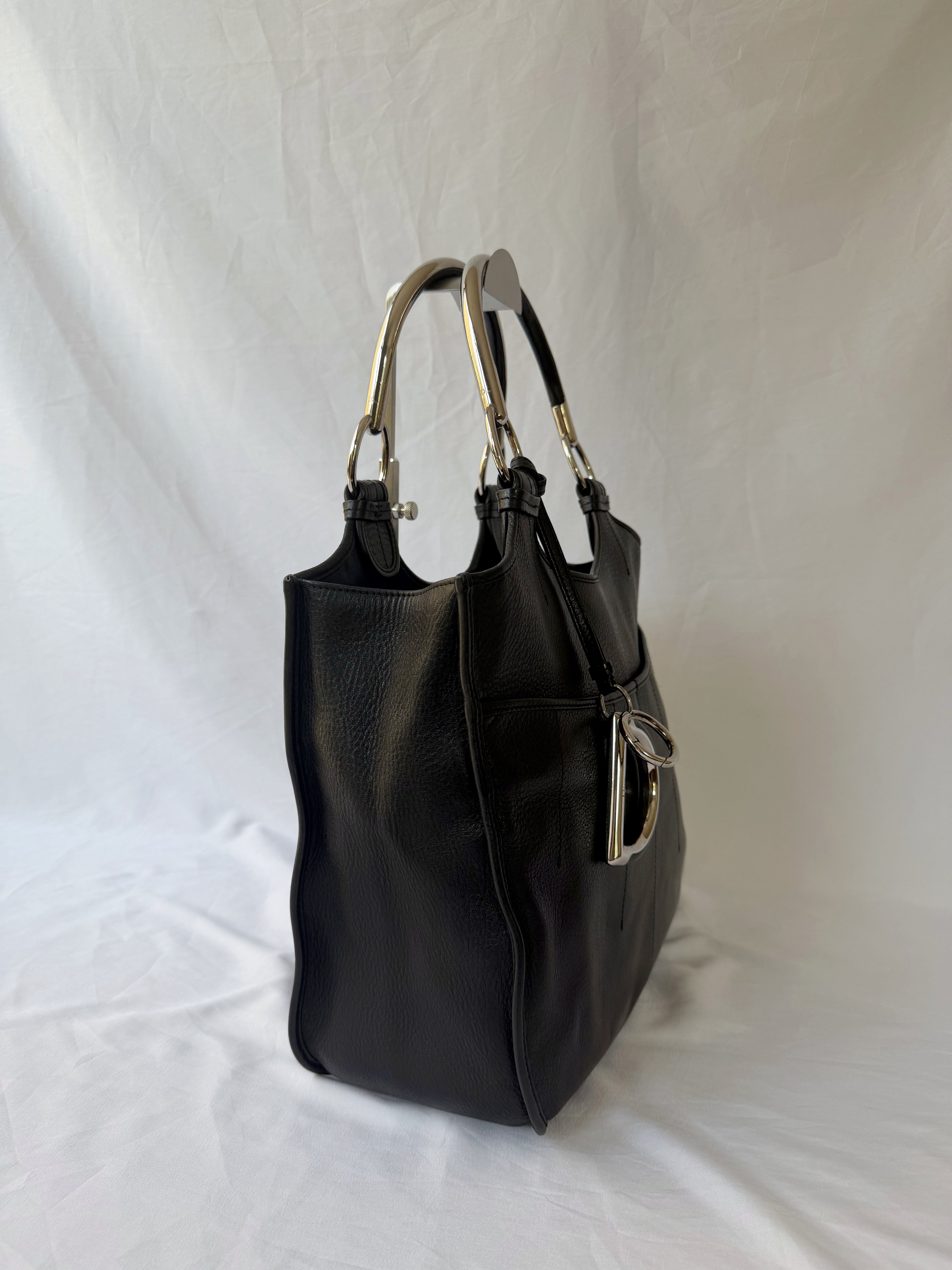Dior D-Styling Tote in Black, Grained Leather