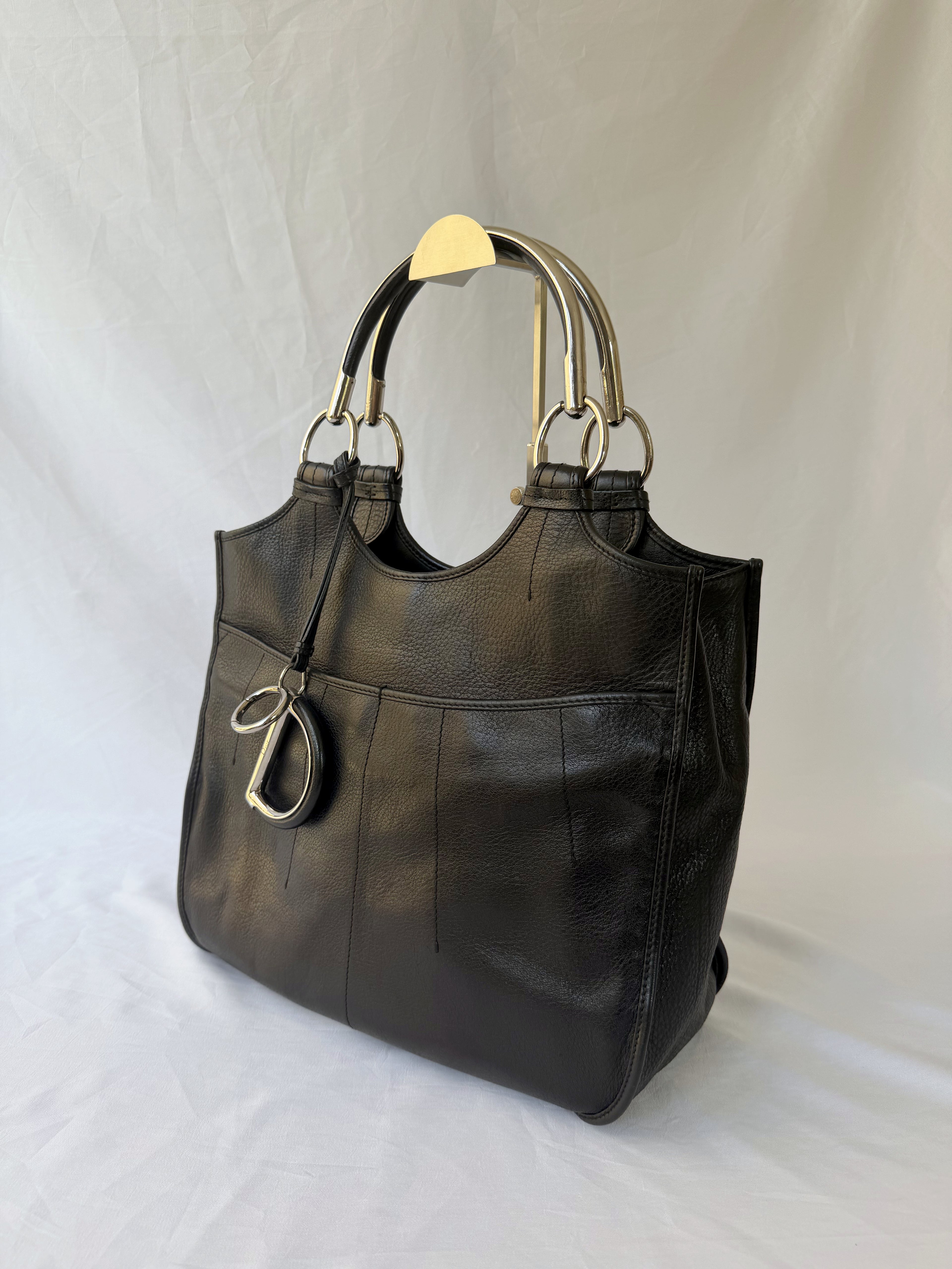 Dior D-Styling Tote in Black, Grained Leather