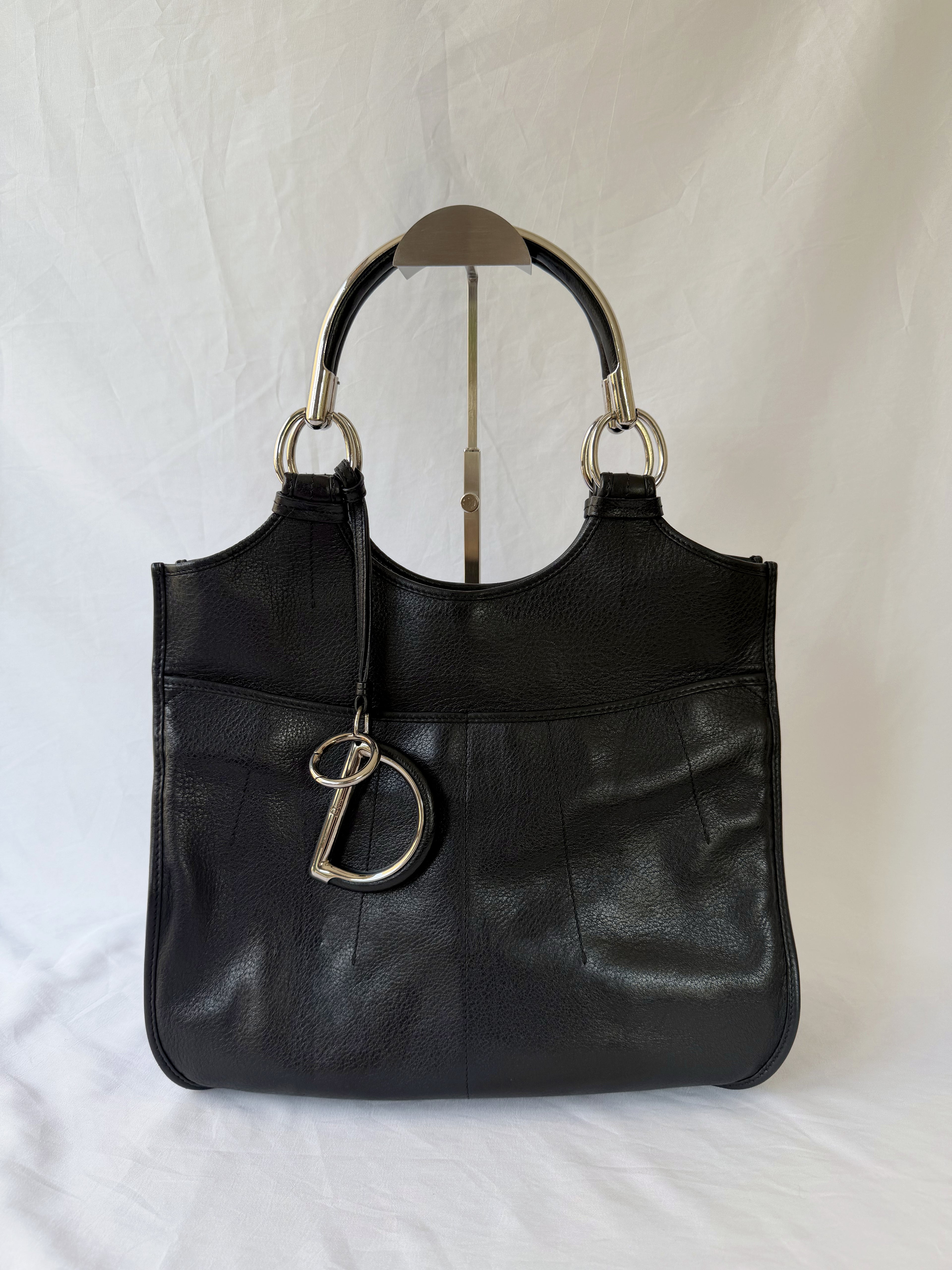 Dior D-Styling Tote in Black, Grained Leather