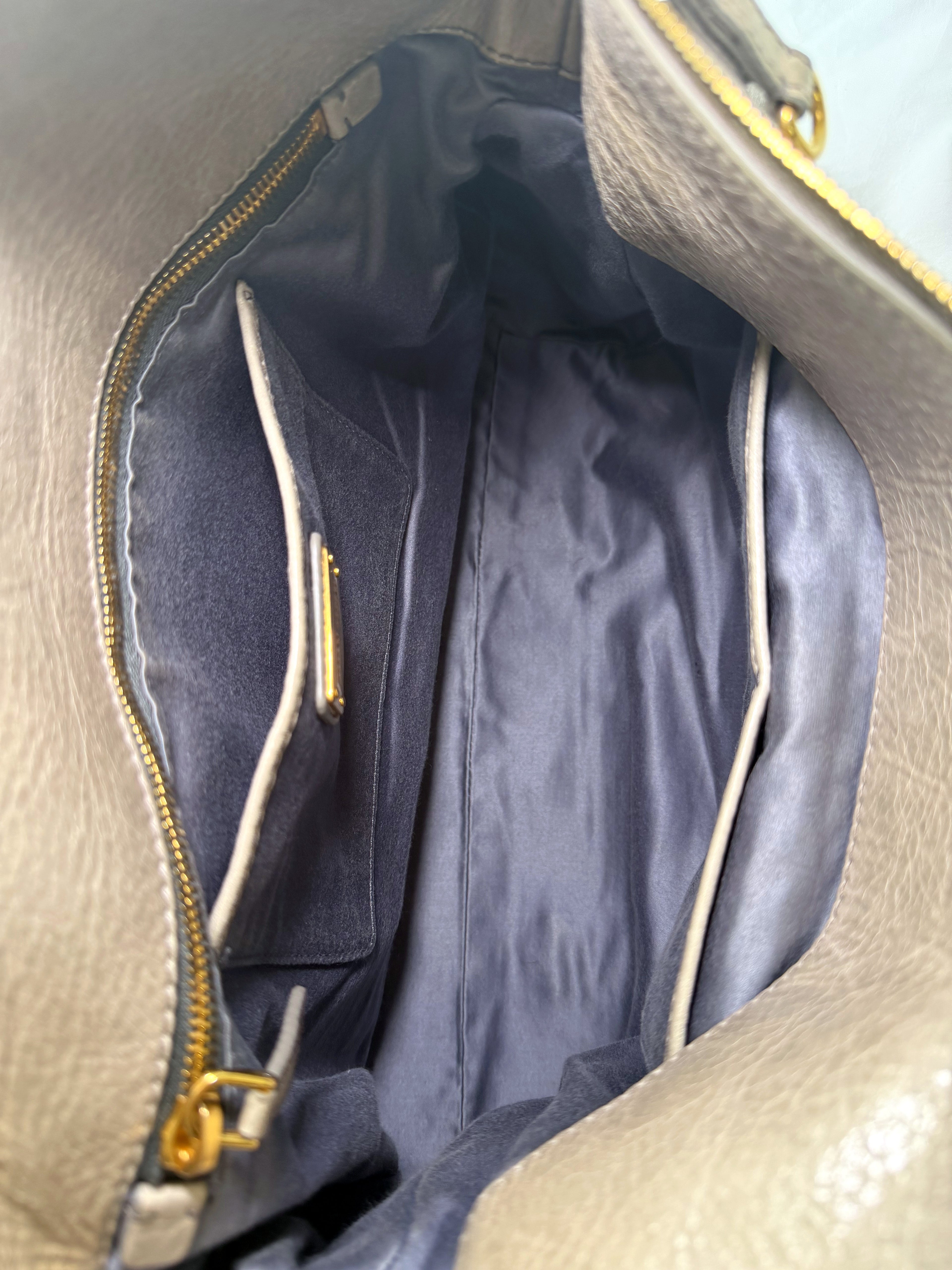 Miu Miu Vitello Lux Satchel in Greige/Taupe