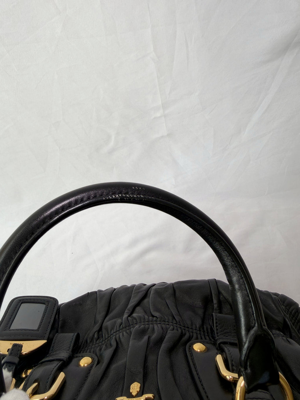 Prada Gaufre Tote in Black, Ruched Nappa Leather