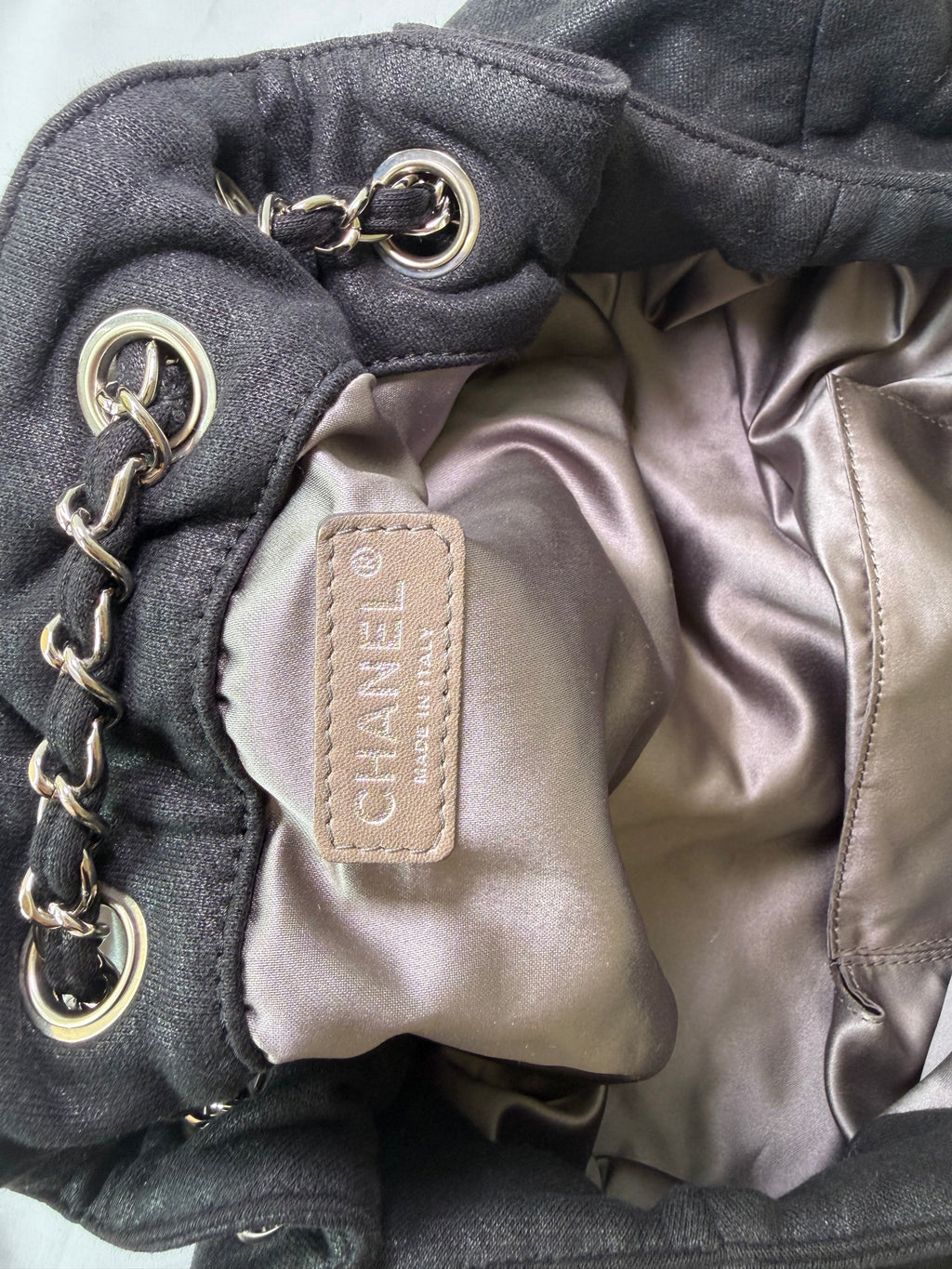 Chanel Melrose Cabas Tote in Black Canvas With CC Charm