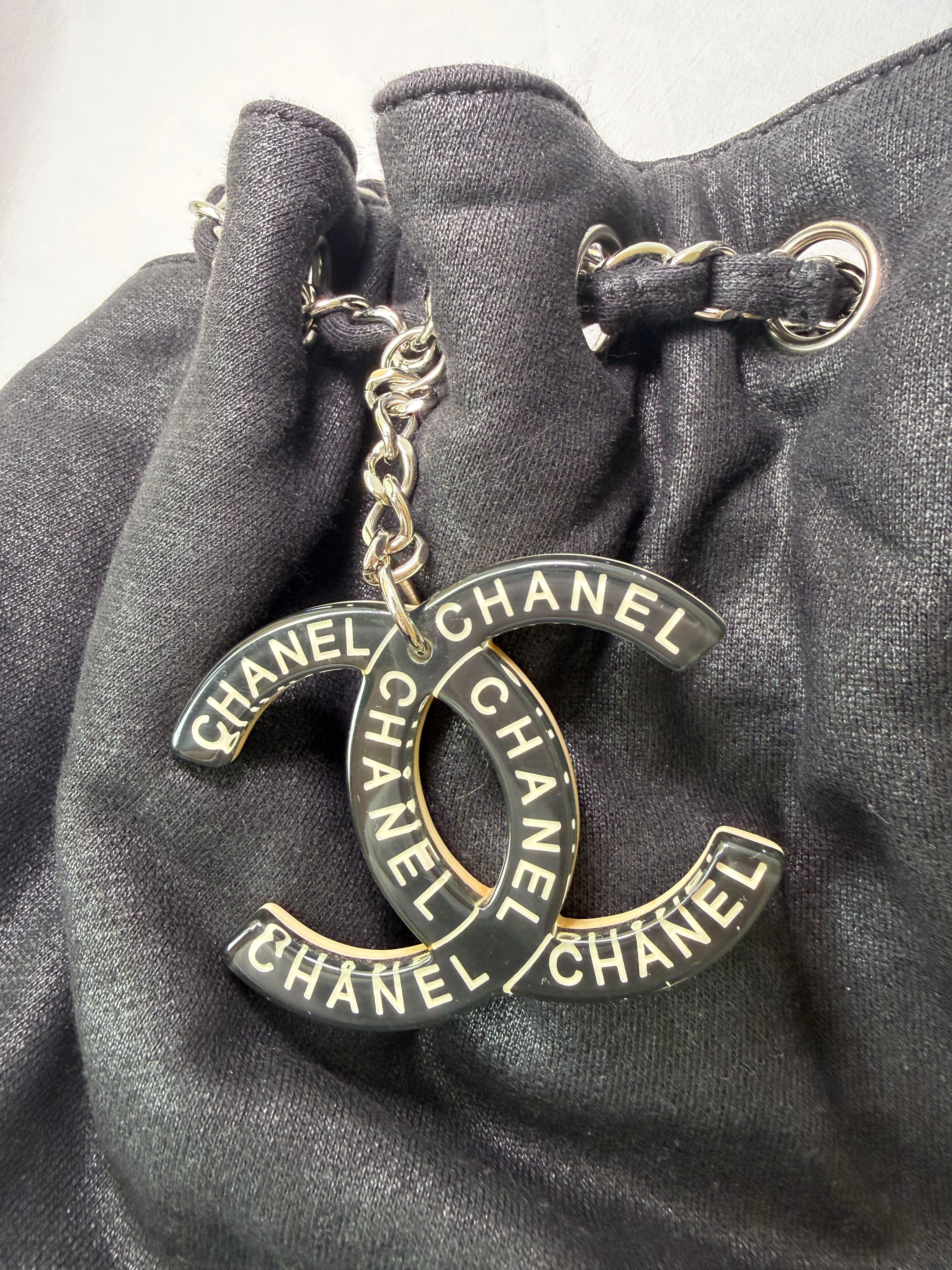Chanel Melrose Cabas Tote in Black Canvas With CC Charm