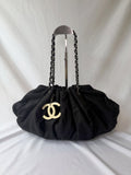 Chanel Melrose Cabas Tote in Black Canvas With CC Charm
