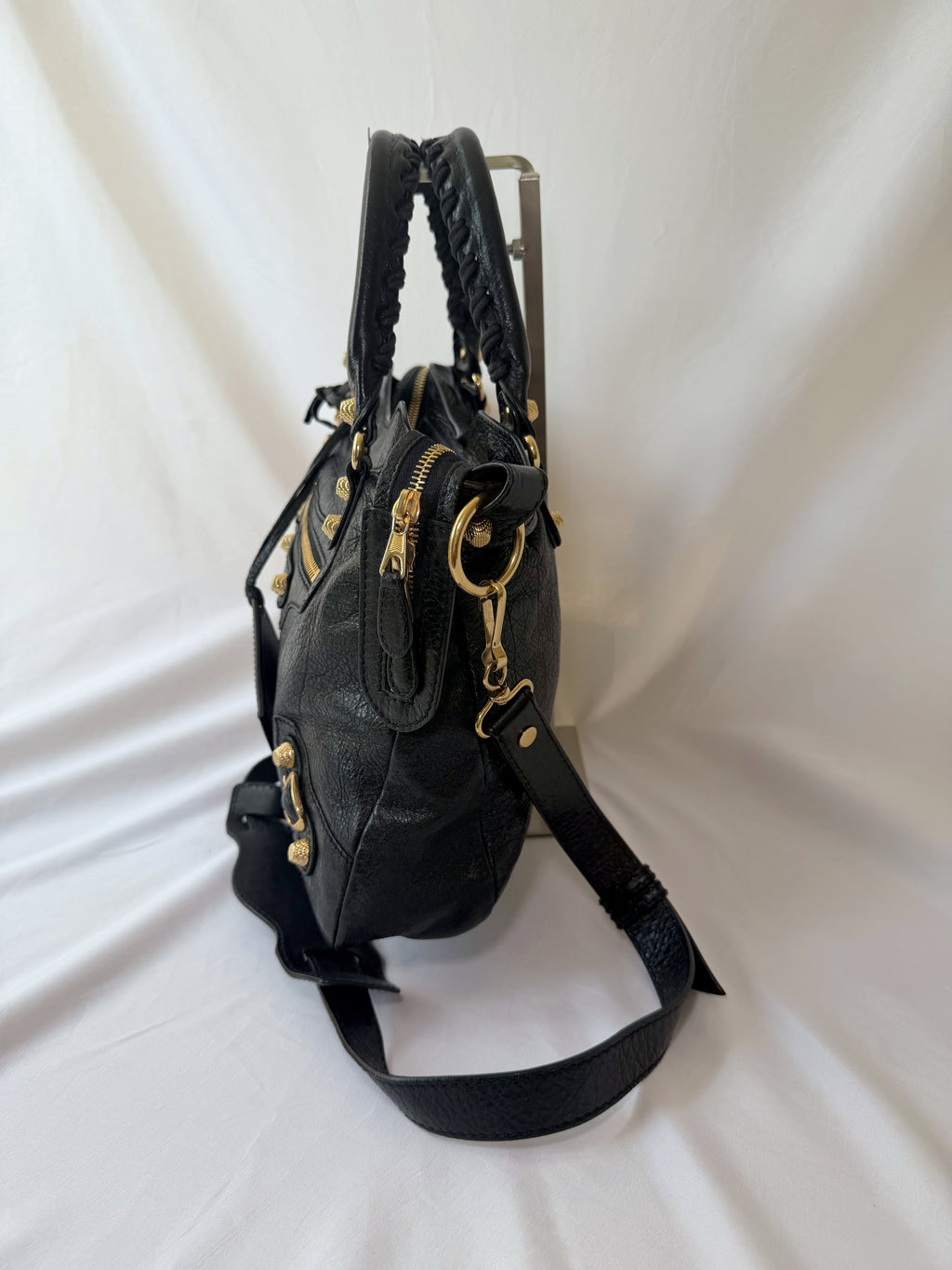 Balancing The Town Bag with Giant Gold Hardware in Black
