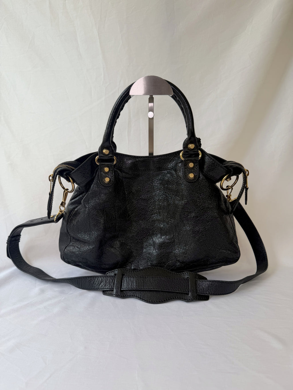 Balancing The Town Bag with Giant Gold Hardware in Black