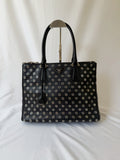 Prada Galleria Eyelet Tote in Black Calfskin with Metal Eyelets