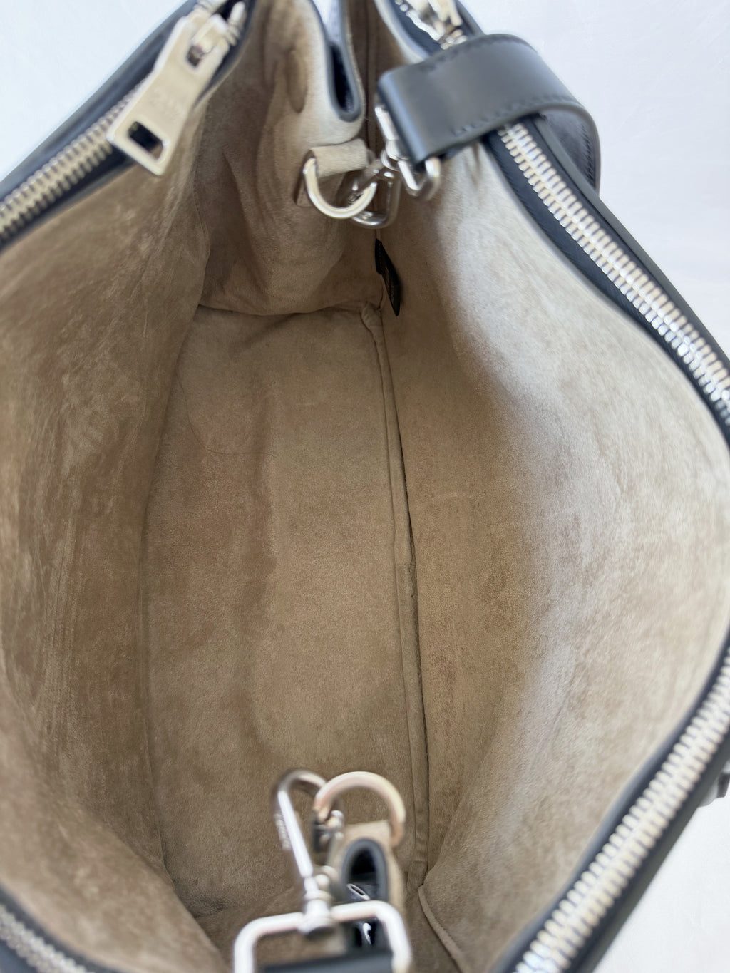 Prada Galleria Eyelet Tote in Black Calfskin with Metal Eyelets