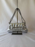 Gucci Horsebit Chain Shoulder Bag in Metallic Silver, Quilted Leather