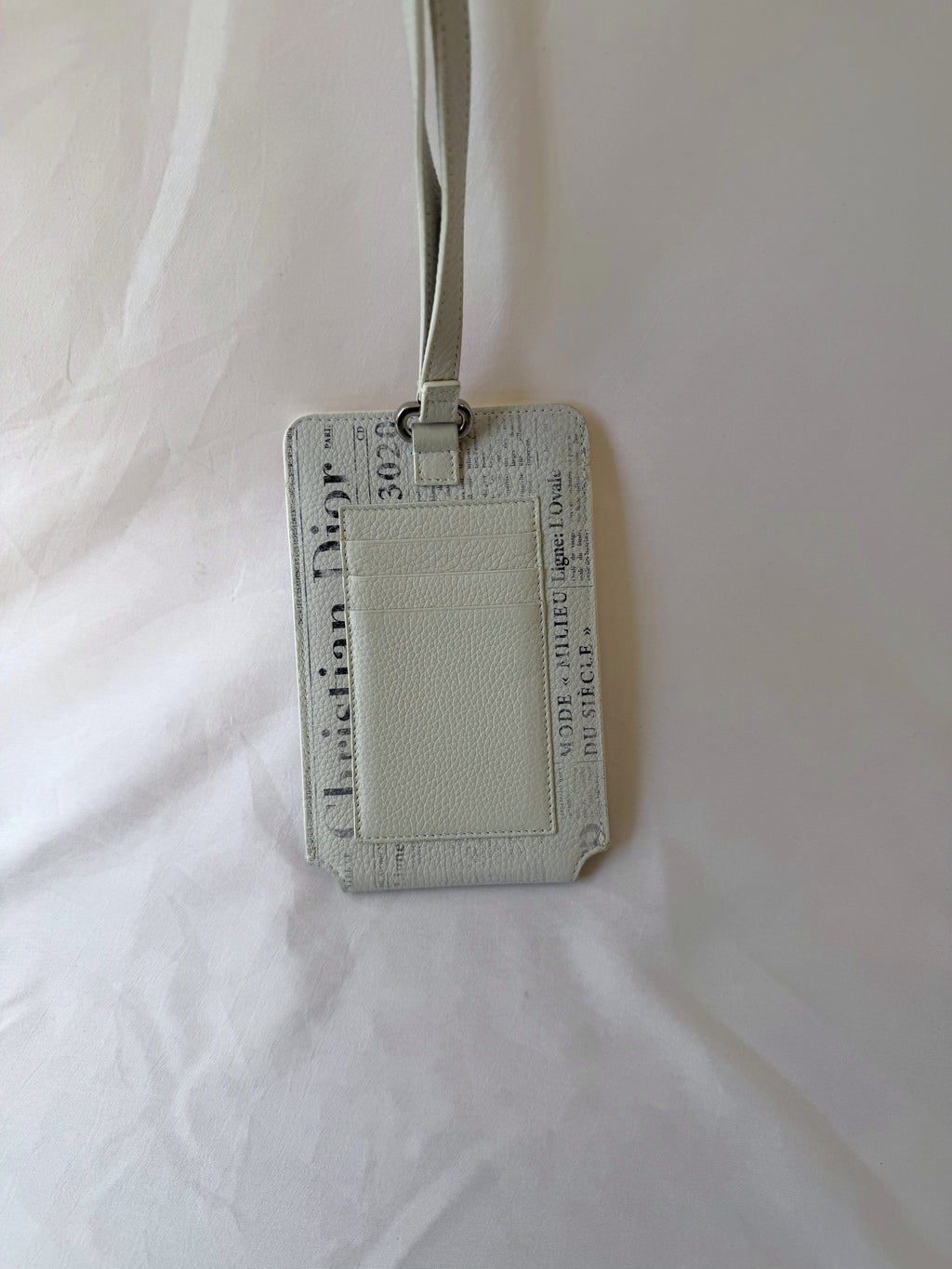 Christian Dior x Daniel Arsham Phone Holder with Newspaper Print, Grained Calfskin