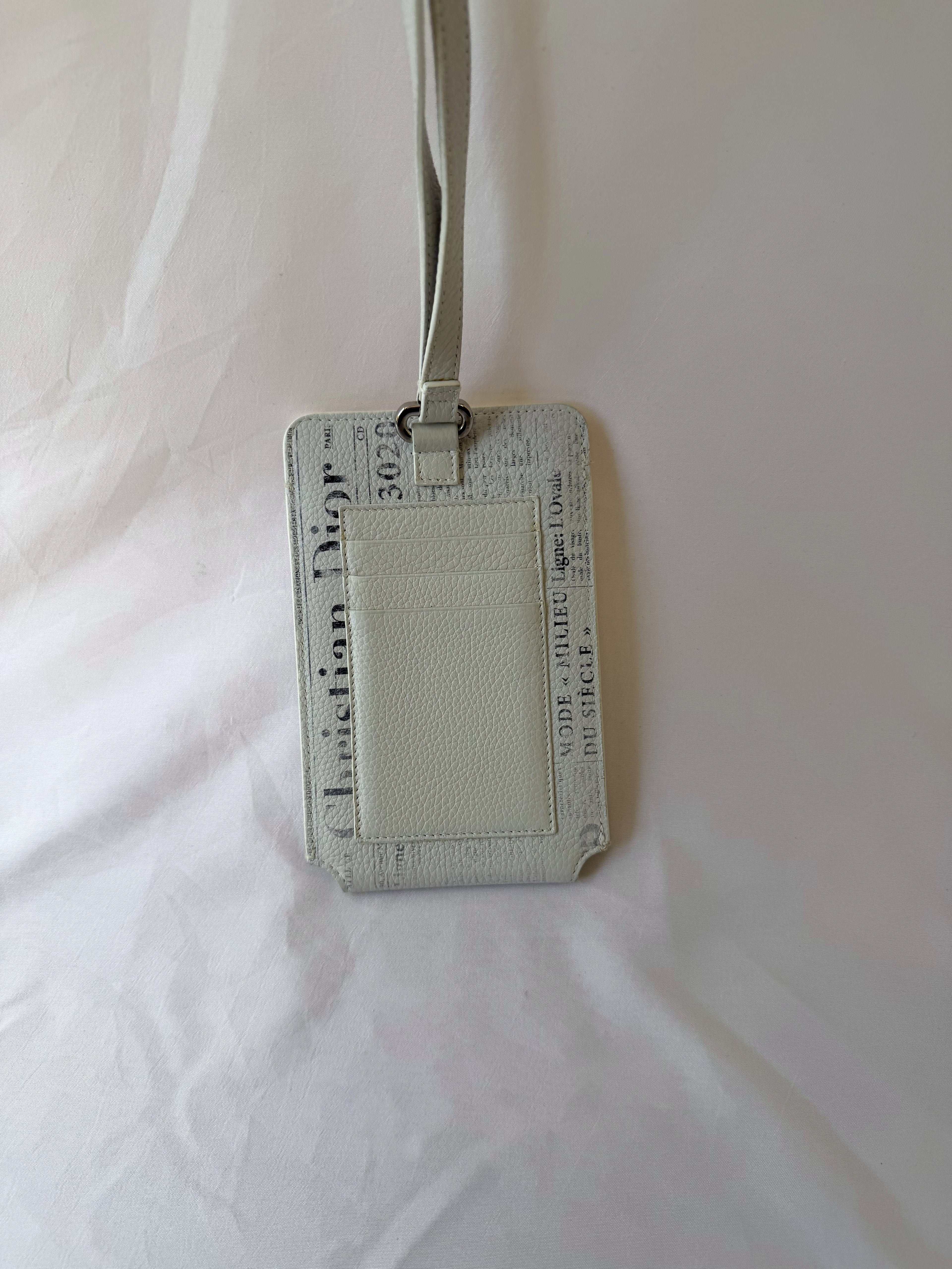 Christian Dior x Daniel Arsham Phone Holder with Newspaper Print, Grained Calfskin