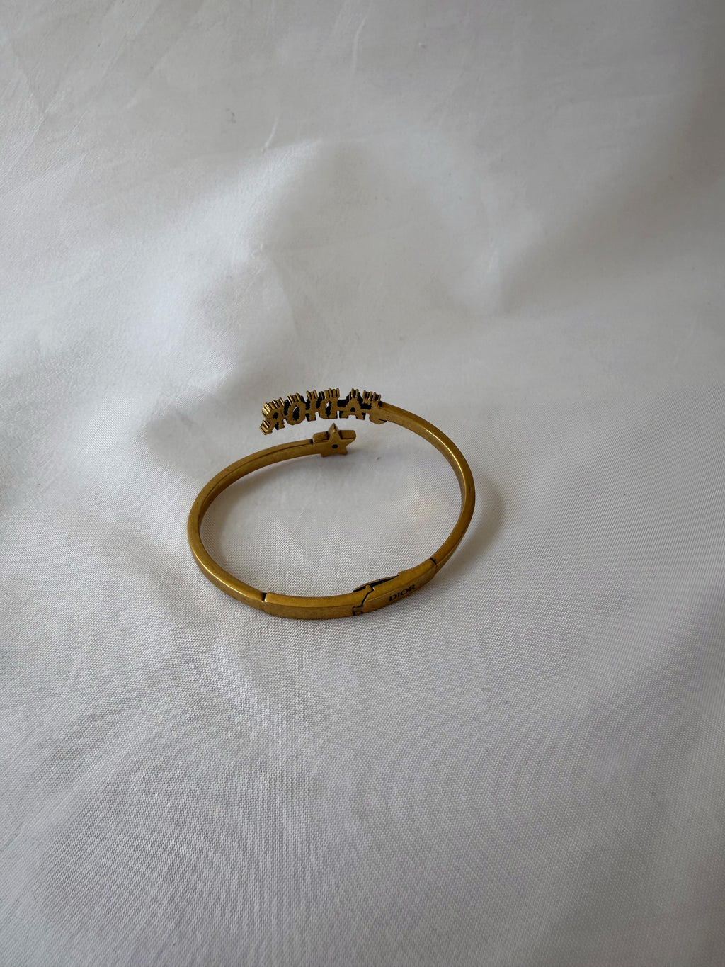 Christian Dior "J'Adior" Bangle Bracelet in Antique Gold-Tone, Crystal Embellished