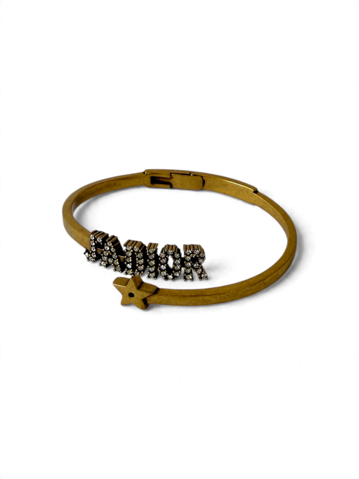 Christian Dior "J'Adior" Bangle Bracelet in Antique Gold-Tone, Crystal Embellished