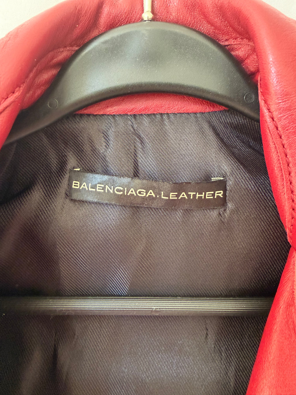 Balenciaga Red Leather Biker Jacket Size36