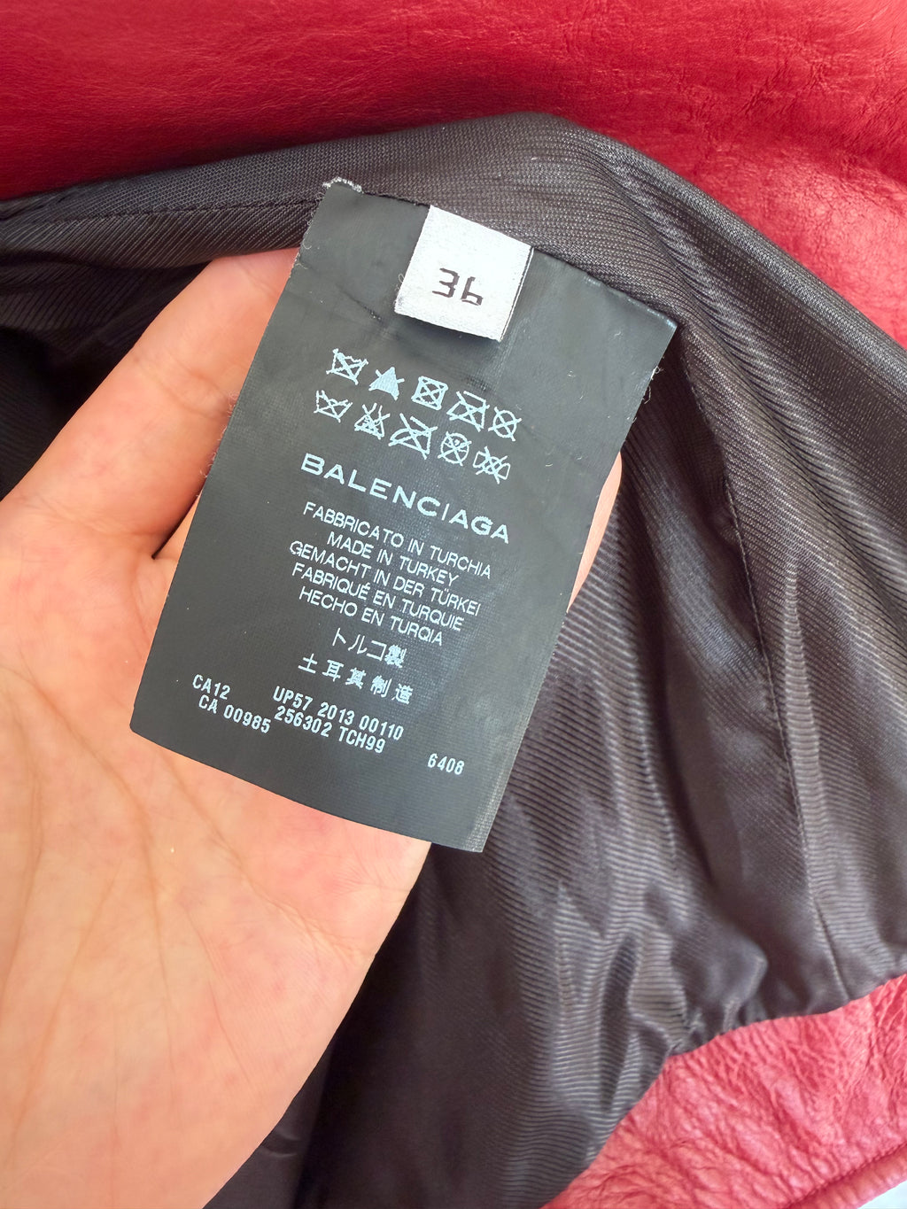 Balenciaga Red Leather Biker Jacket Size36