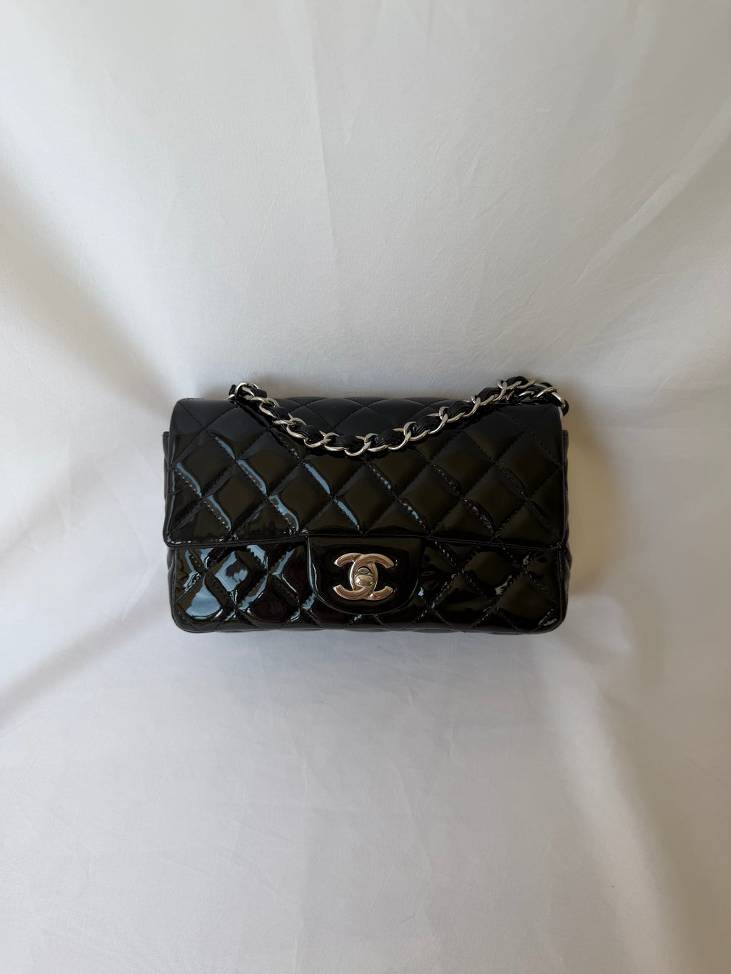 Chanel Classic Flap Rectangular Mini in Black Patent Leather