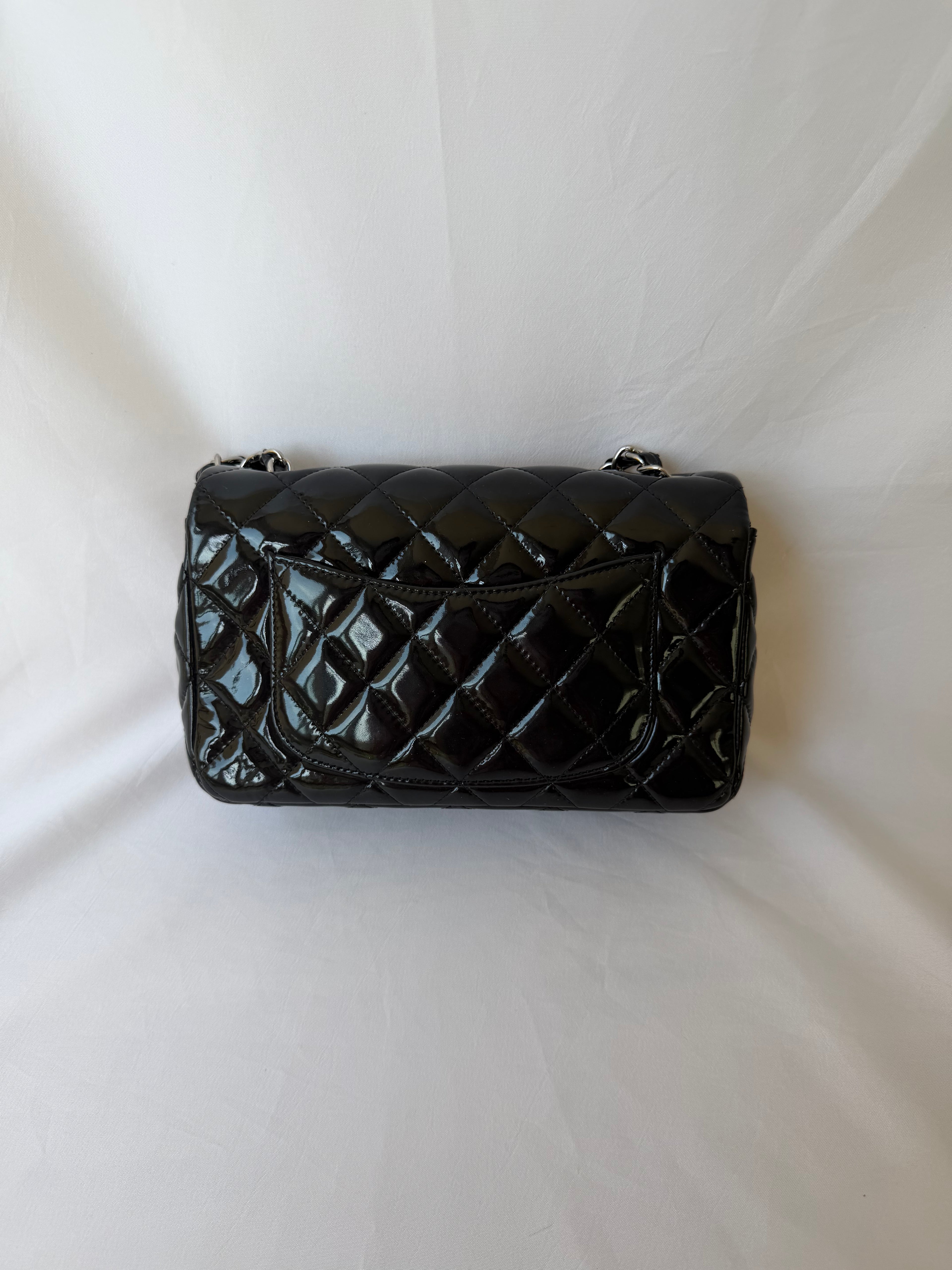 Chanel Classic Flap Rectangular Mini in Black Patent Leather