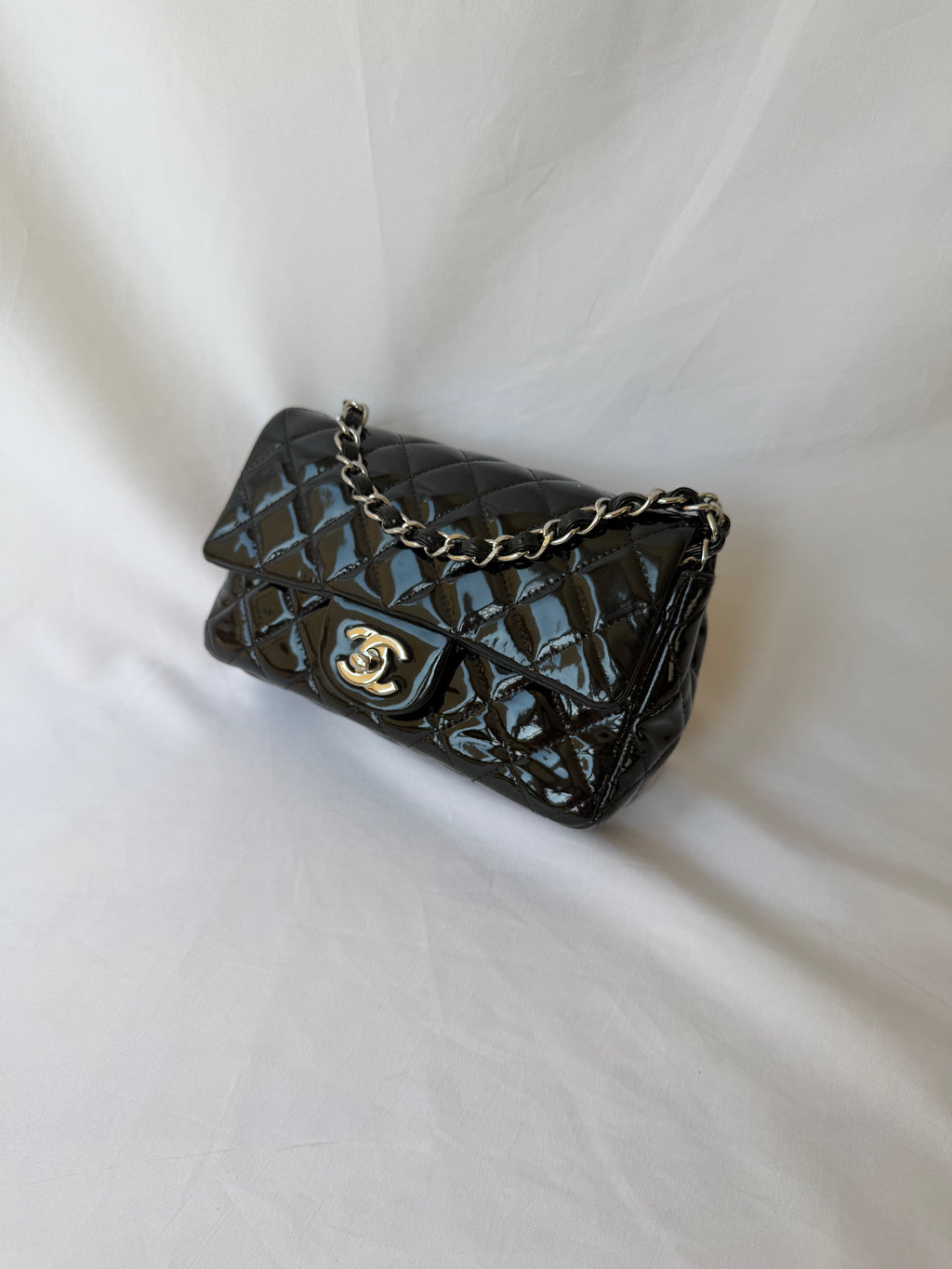 Chanel Classic Flap Rectangular Mini in Black Patent Leather
