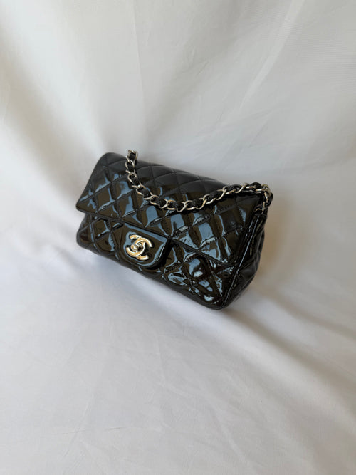 Chanel Classic Flap Rectangular Mini in Black Patent Leather