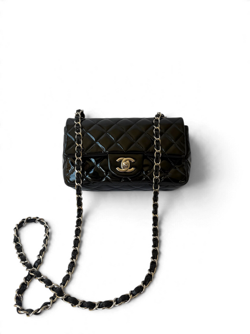 Chanel Classic Flap Rectangular Mini in Black Patent Leather