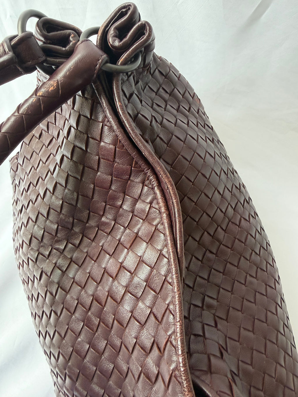 Bottega Veneta Intrecciato Tote in Burgundy, Woven Leather
