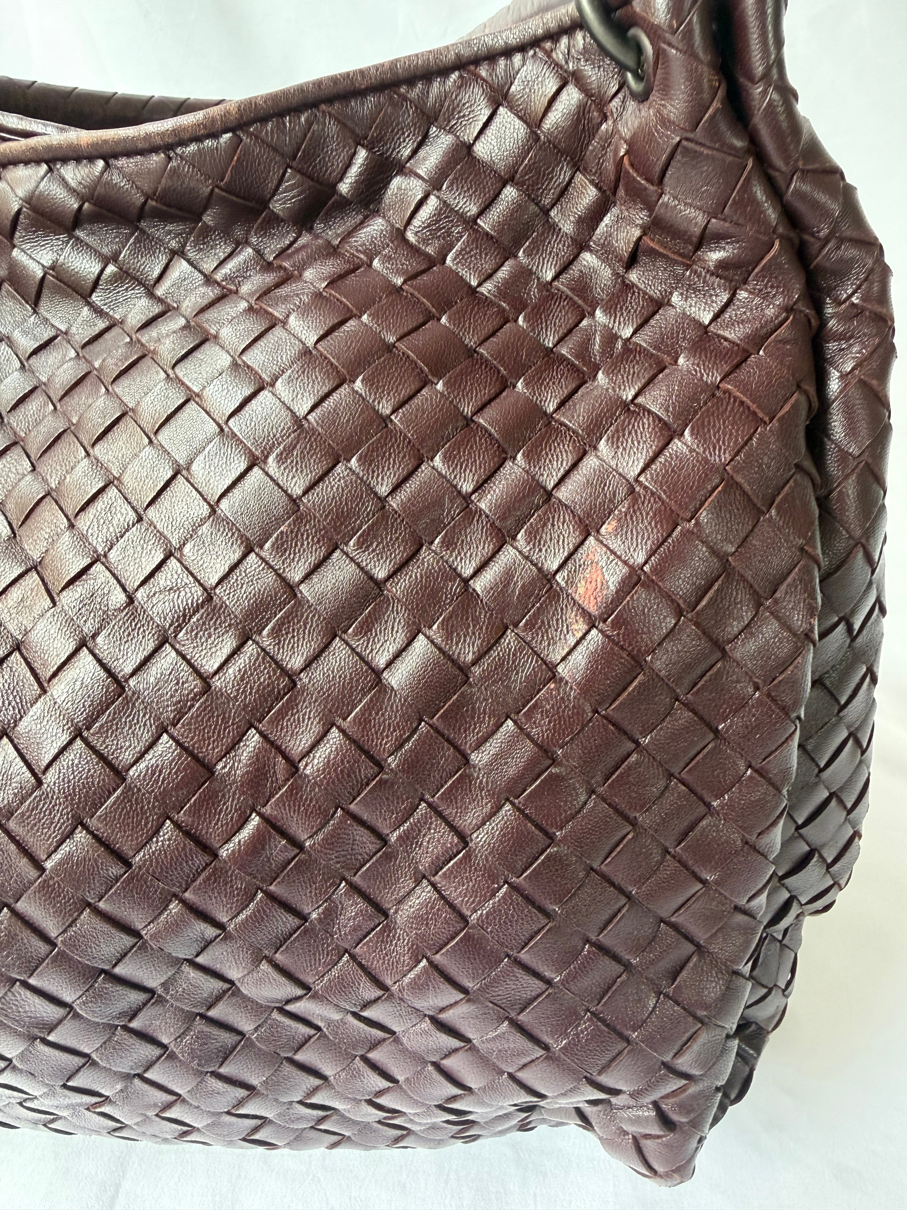 Bottega Veneta Intrecciato Tote in Burgundy, Woven Leather