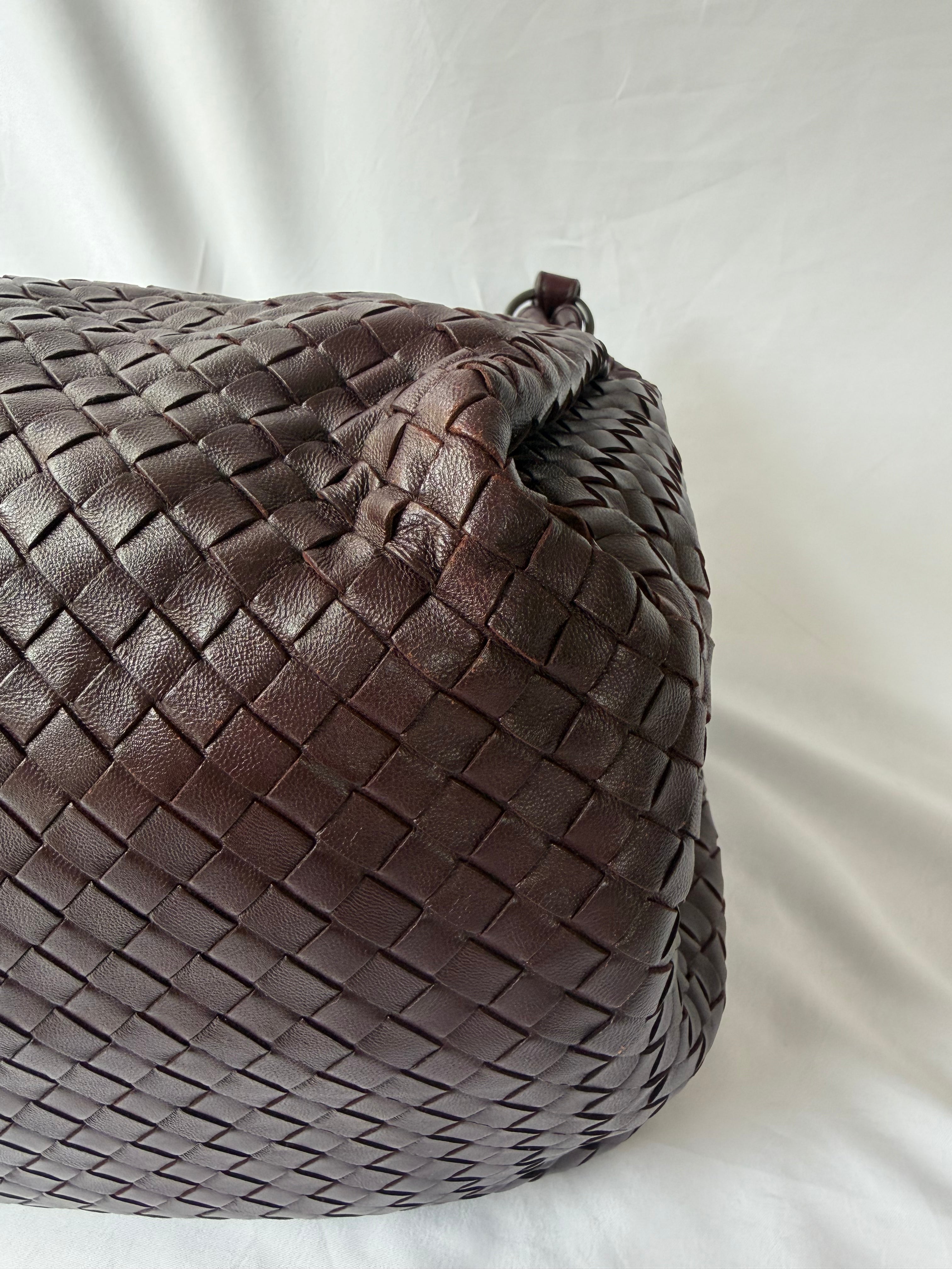 Bottega Veneta Intrecciato Tote in Burgundy, Woven Leather