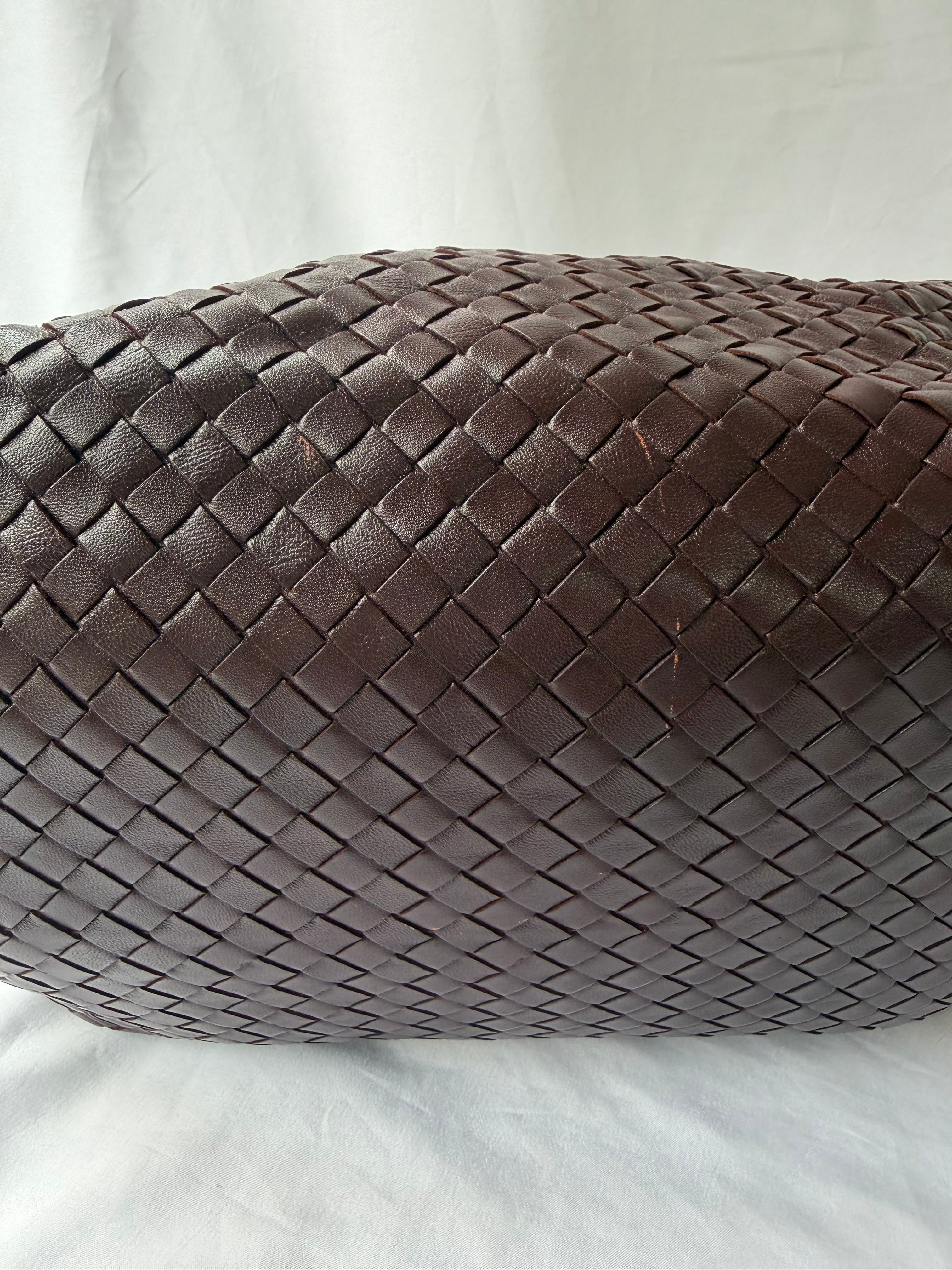 Bottega Veneta Intrecciato Tote in Burgundy, Woven Leather