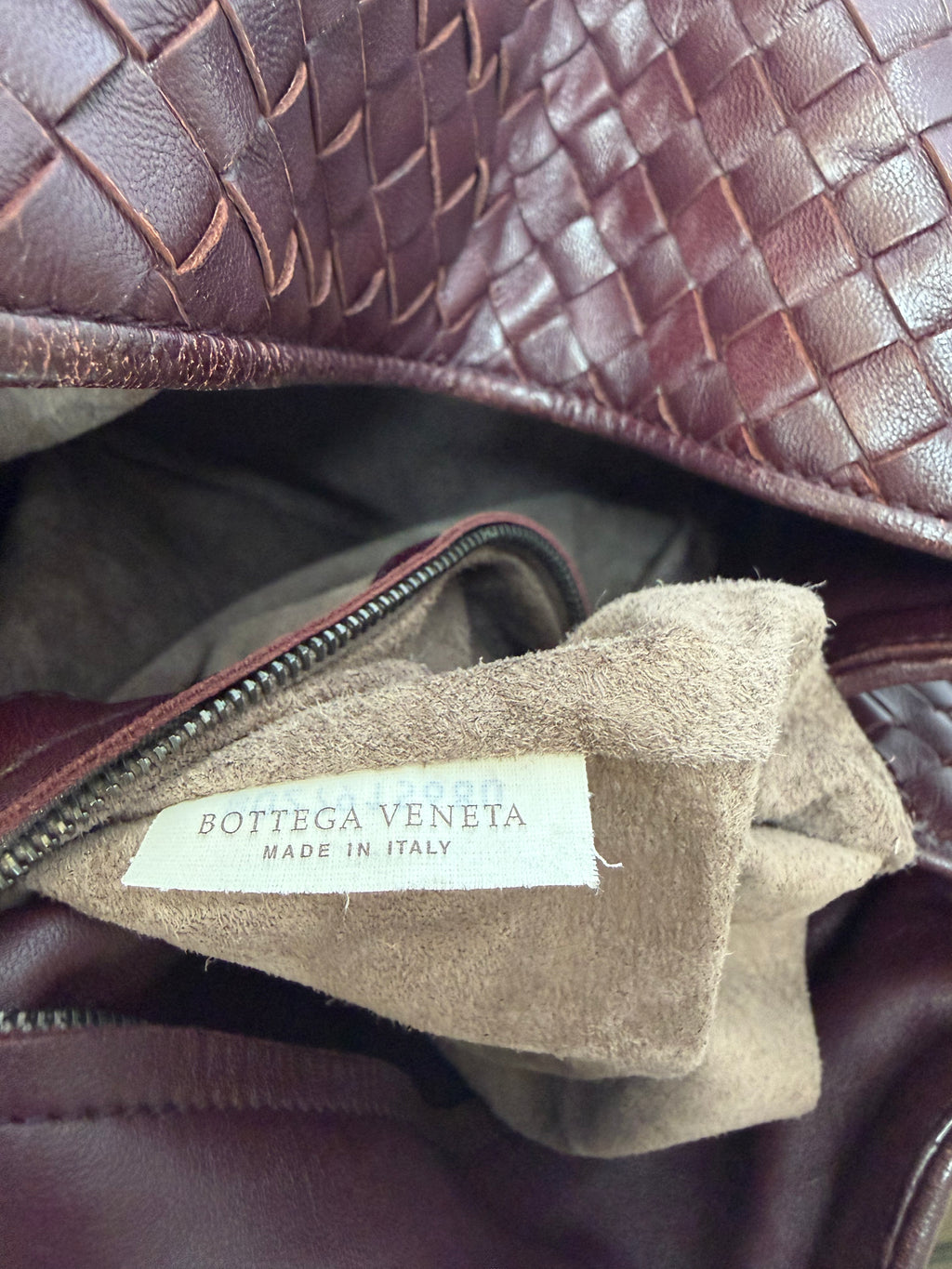 Bottega Veneta Intrecciato Tote in Burgundy, Woven Leather