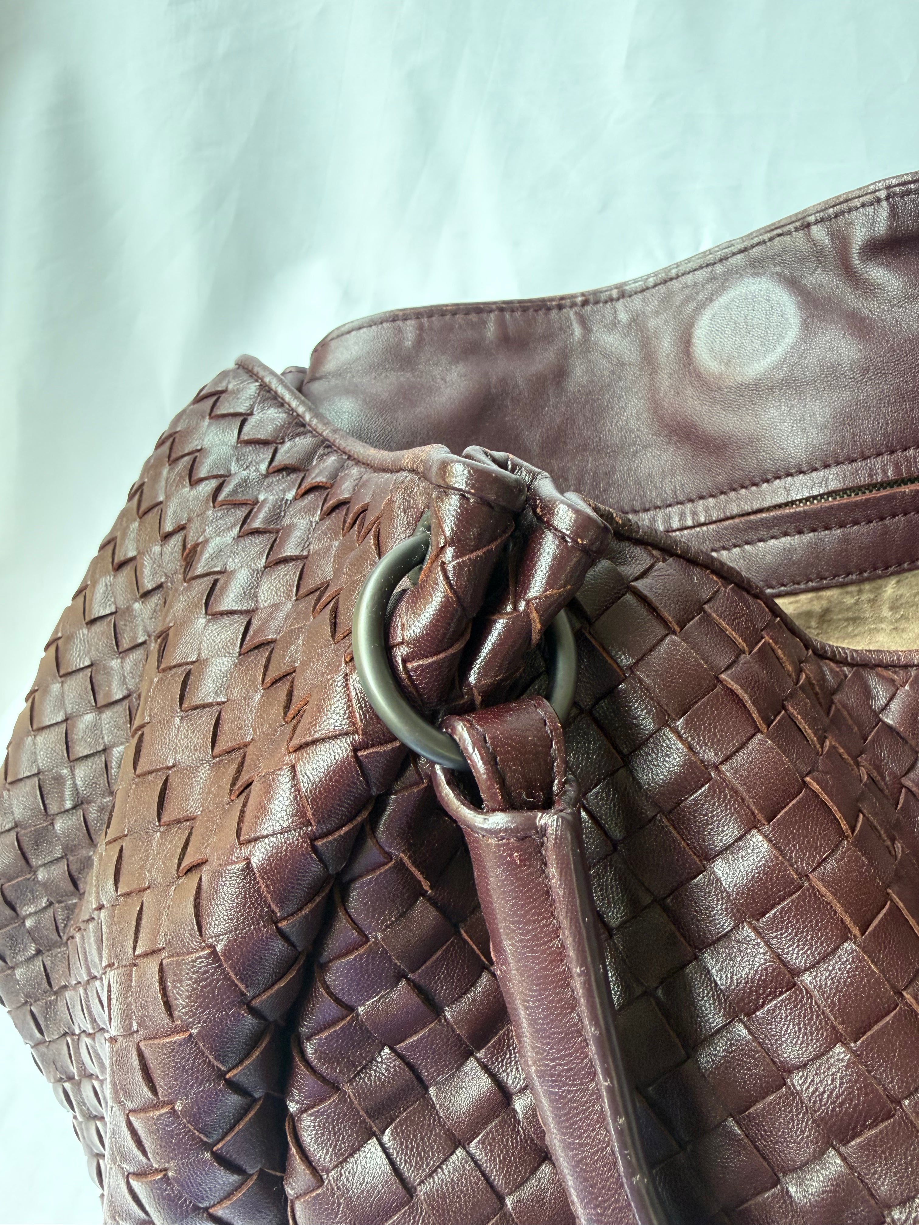 Bottega Veneta Intrecciato Tote in Burgundy, Woven Leather