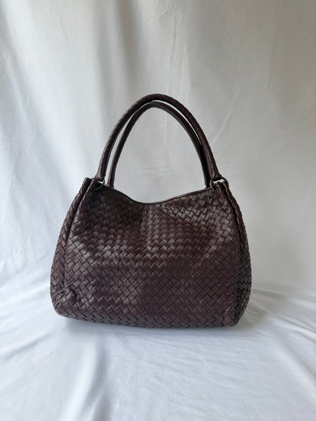 Bottega Veneta Intrecciato Tote in Burgundy, Woven Leather