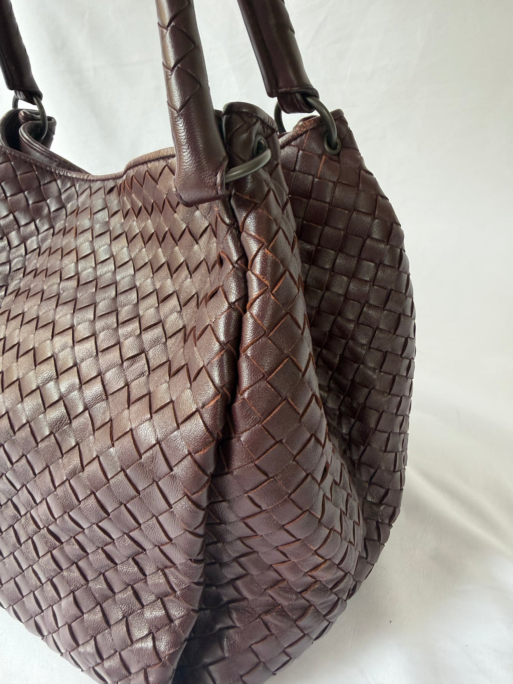 Bottega Veneta Intrecciato Tote in Burgundy, Woven Leather