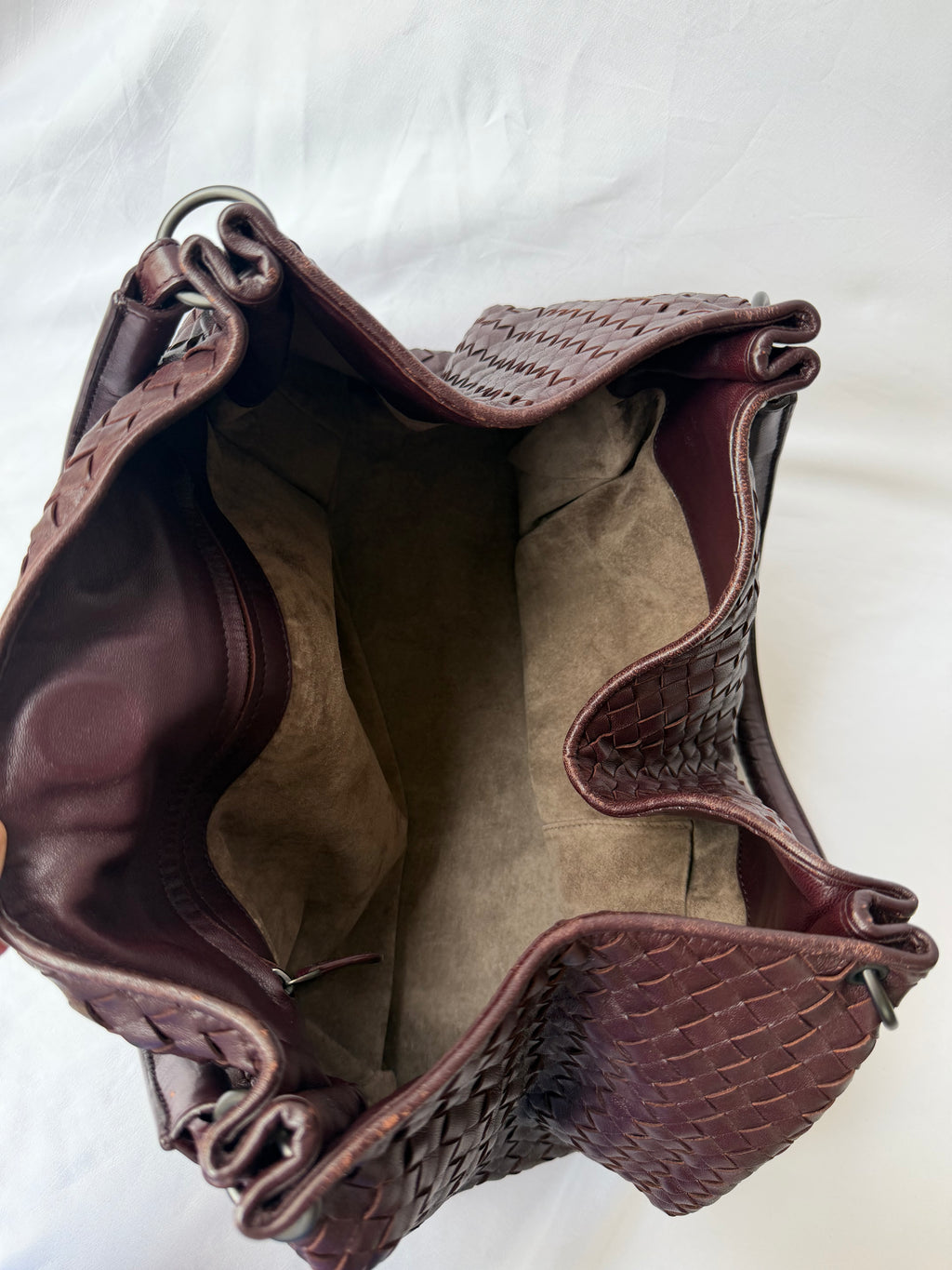 Bottega Veneta Intrecciato Tote in Burgundy, Woven Leather