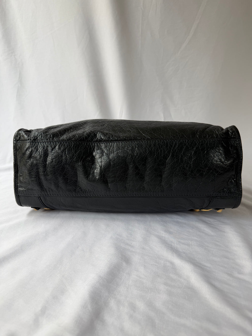 Balenciaga City Bag Medium in Dark Grey Lambskin with textured gold hardware