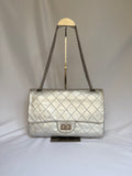 Chanel 2.55 Reissue Double Flap Bag Large in Silver Metallic Calfskin