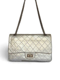 Chanel 2.55 Reissue Double Flap Bag Large in Silver Metallic Calfskin