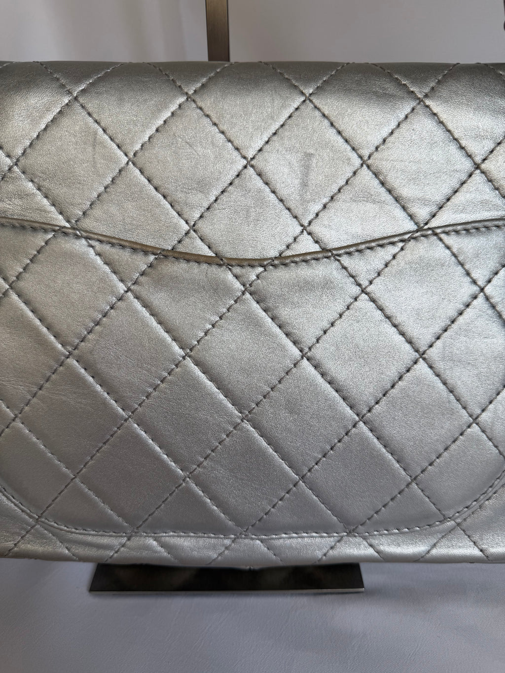 Chanel 2.55 Reissue Double Flap Bag Large in Silver Metallic Calfskin