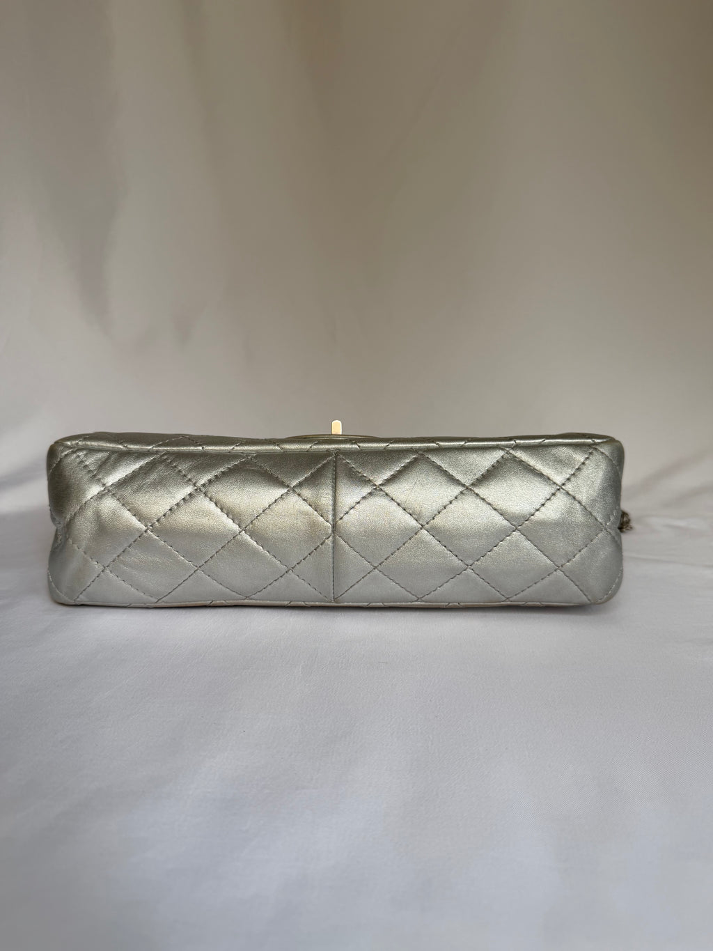 Chanel 2.55 Reissue Double Flap Bag Large in Silver Metallic Calfskin