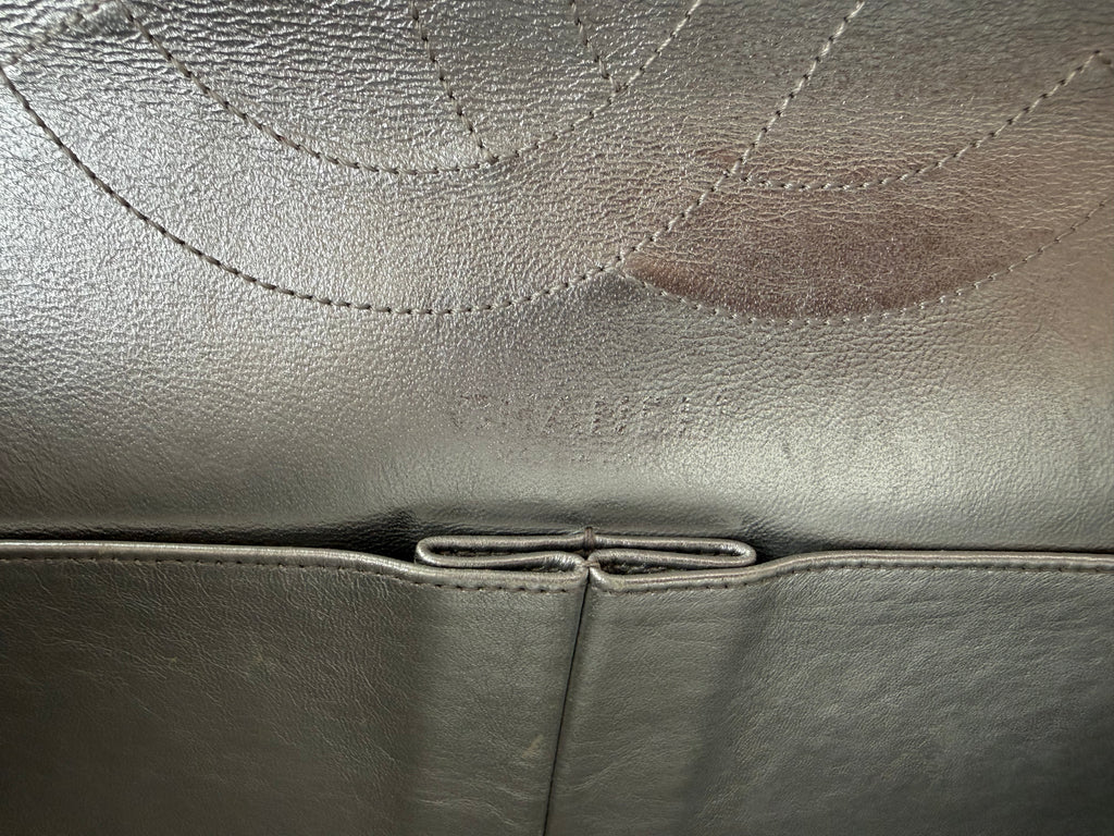 Chanel 2.55 Reissue Double Flap Bag Large in Silver Metallic Calfskin