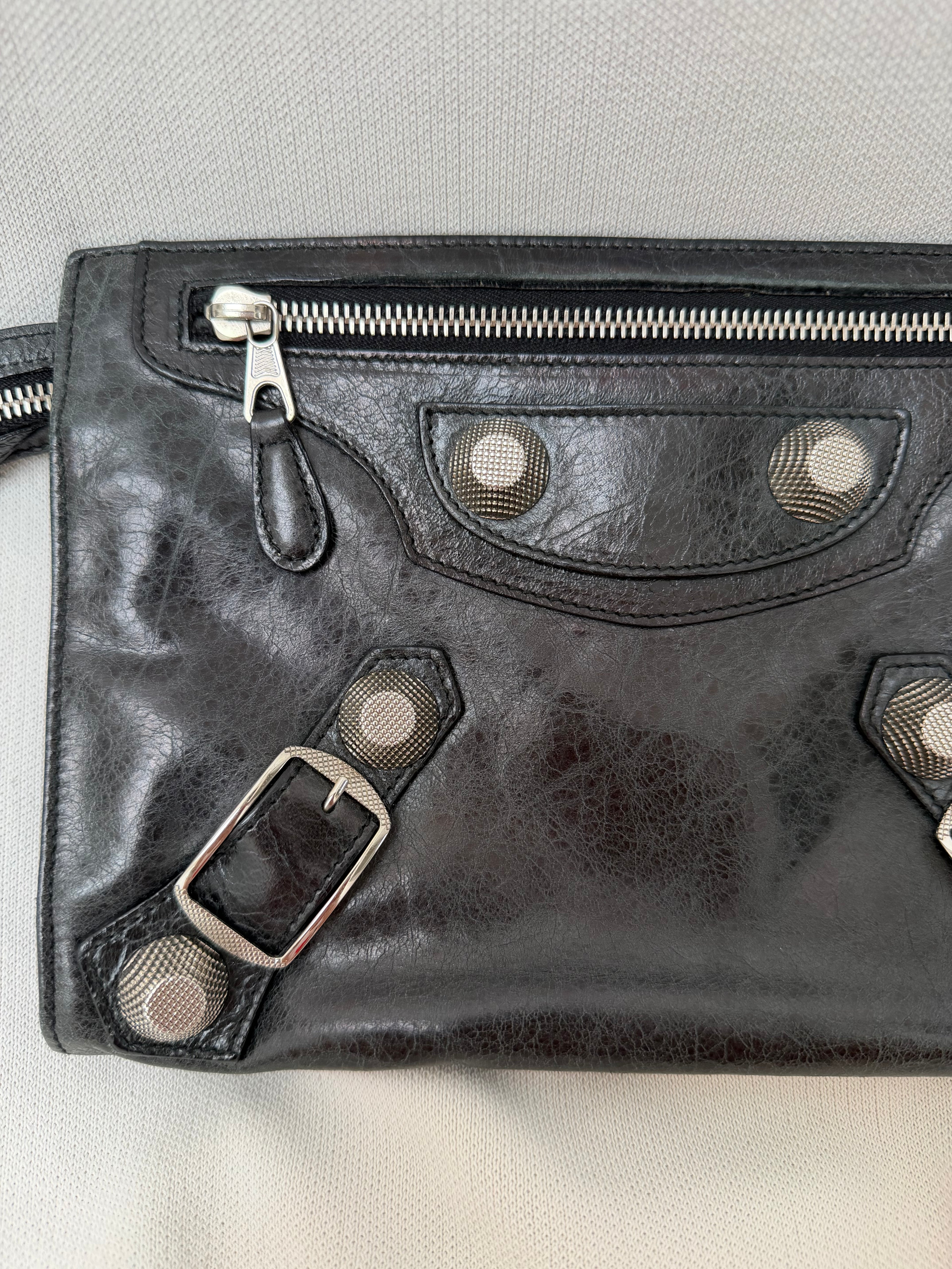 Balenciaga Flat Clutch in Black, Distressed Lambskin