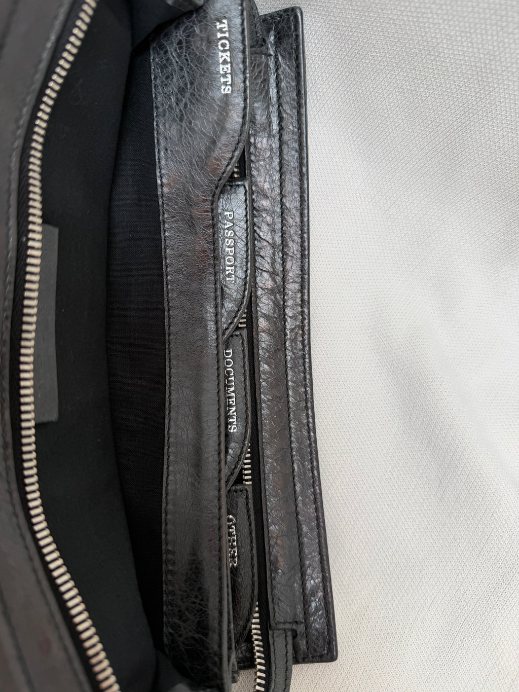 Balenciaga Flat Clutch in Black, Distressed Lambskin
