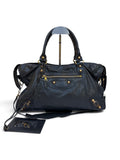 Balenciaga City Bag Medium S/S2014 in Anthracite Grey Agneau Leather with Giant 12 textured gold hardware