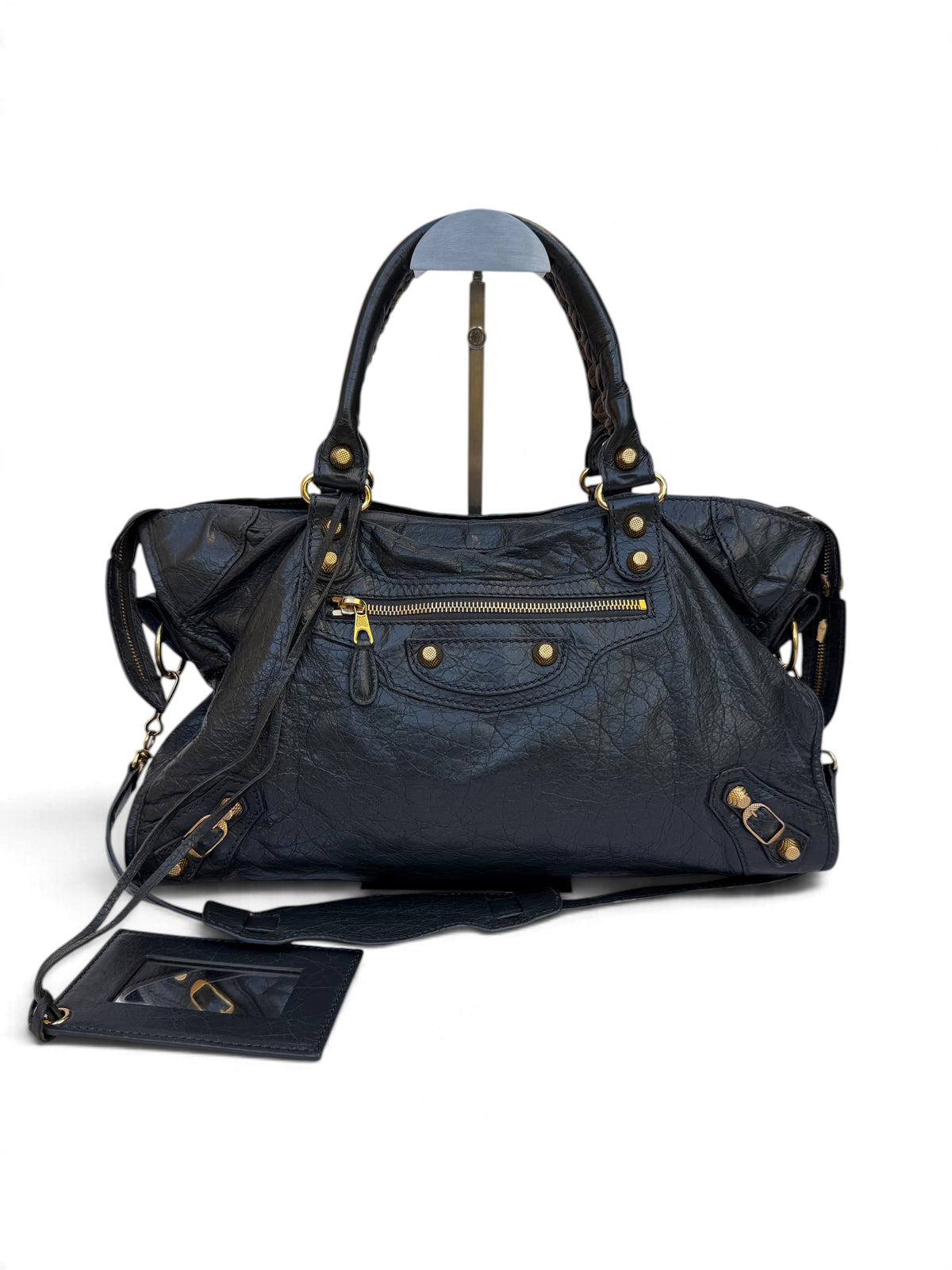 Balenciaga City Bag Medium S/S2014 in Anthracite Grey Agneau Leather with Giant 12 textured gold hardware