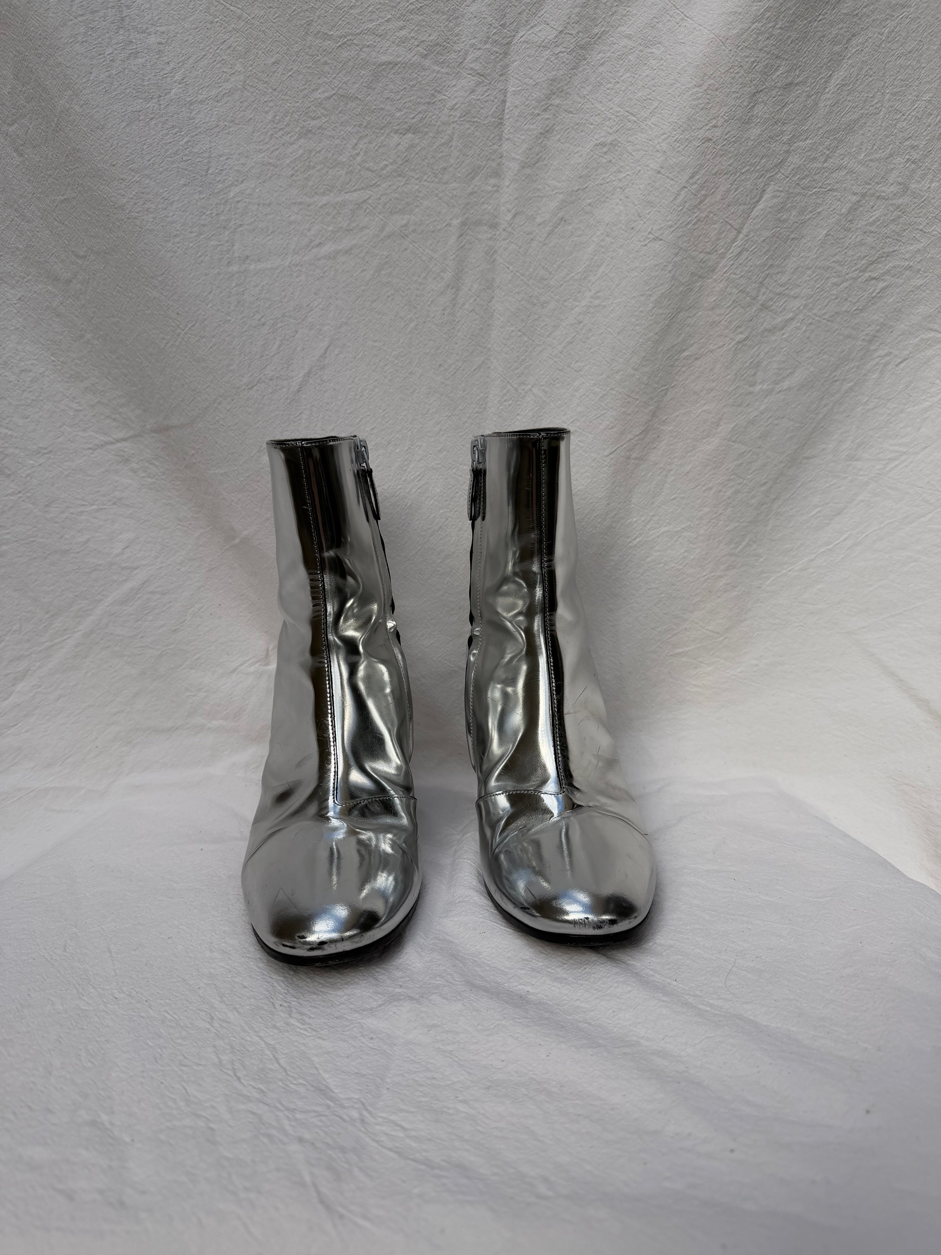 Balenciaga Metallic Silver Ankle Boots – view 5