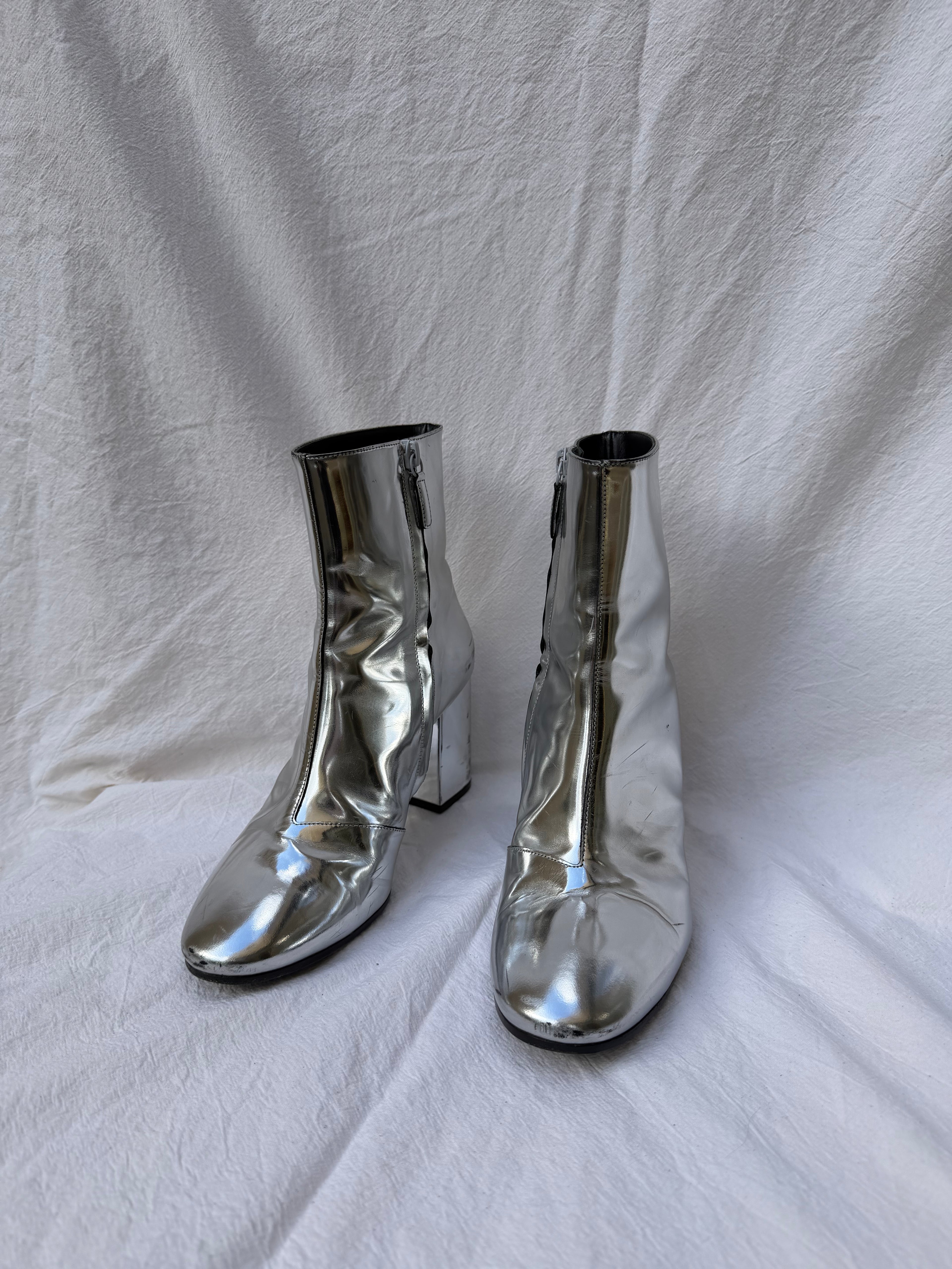 Balenciaga Metallic Silver Ankle Boots – view 4