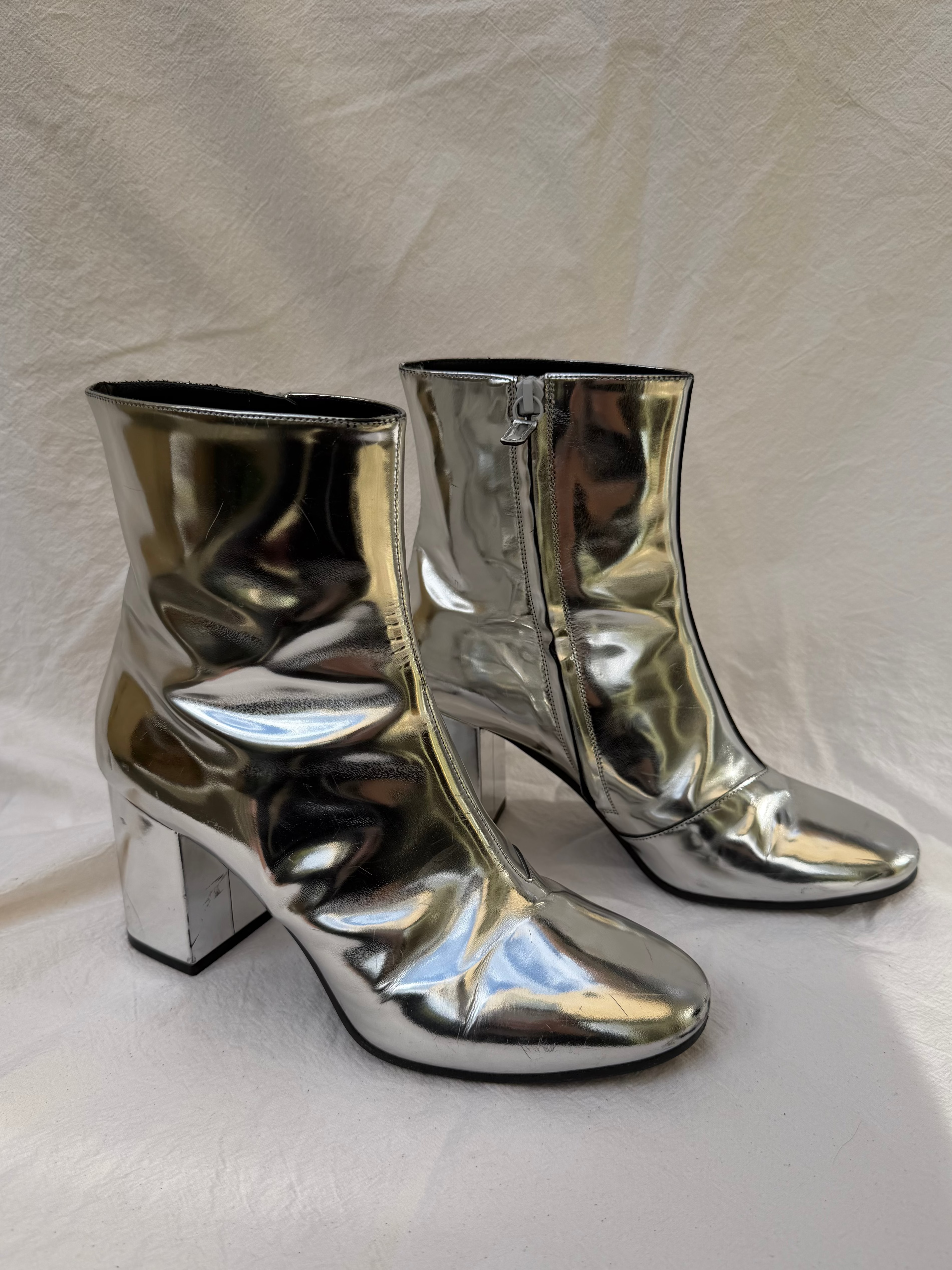 Balenciaga Metallic Silver Ankle Boots – view 2
