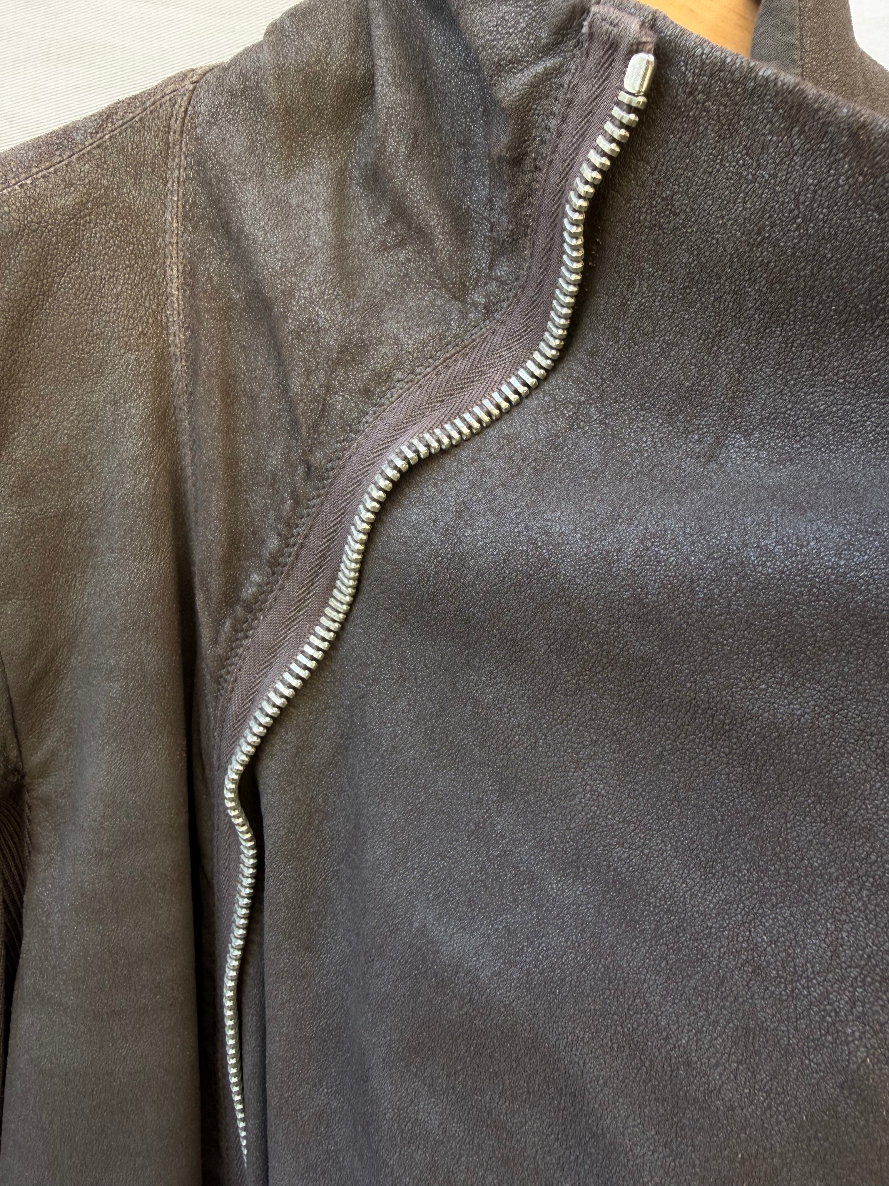 Rick Owens FW2011 “Limo” Long Lamb Leather High-Neck Jacket – view 7
