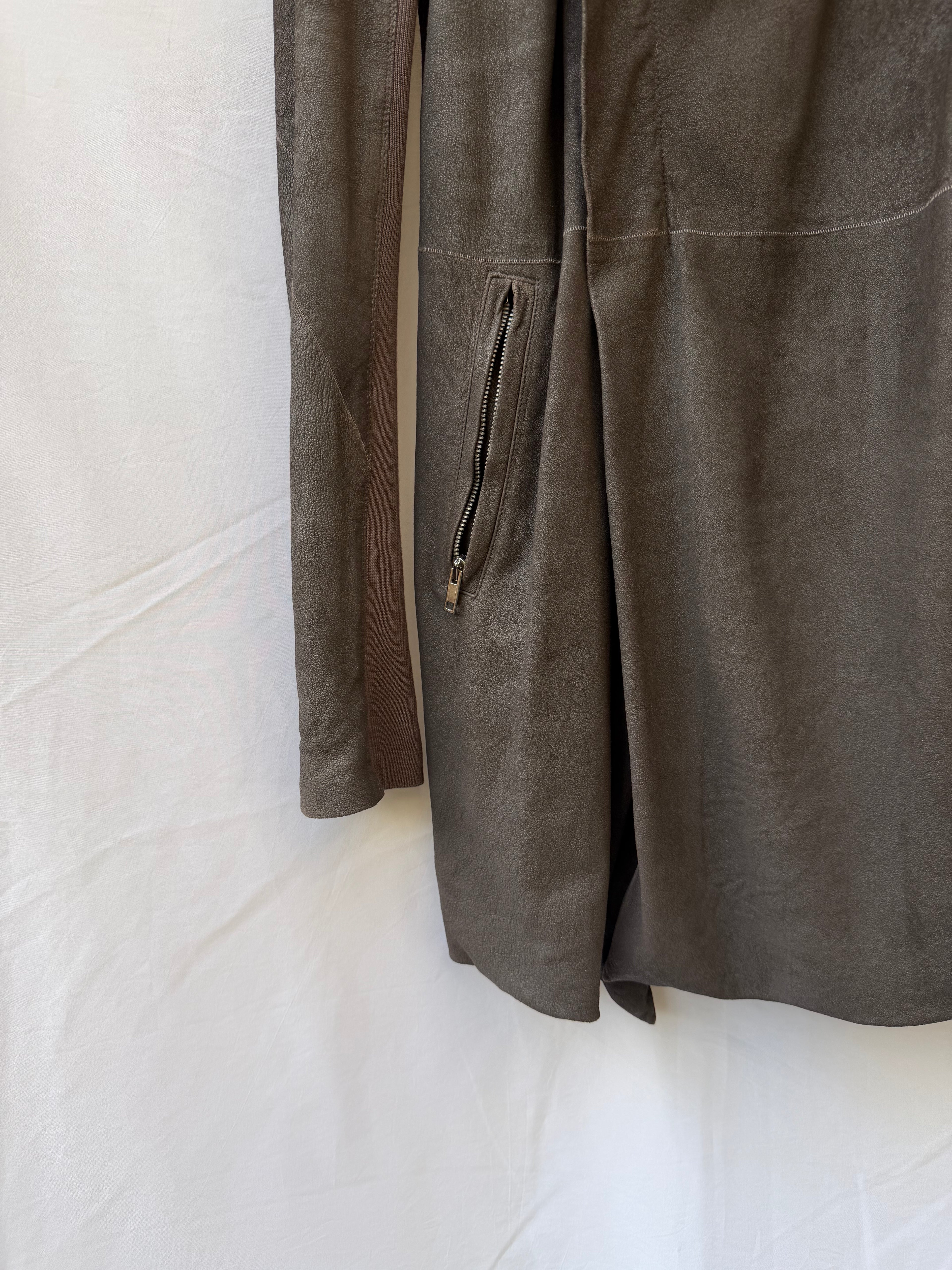 Rick Owens FW2011 “Limo” Long Lamb Leather High-Neck Jacket – view 11