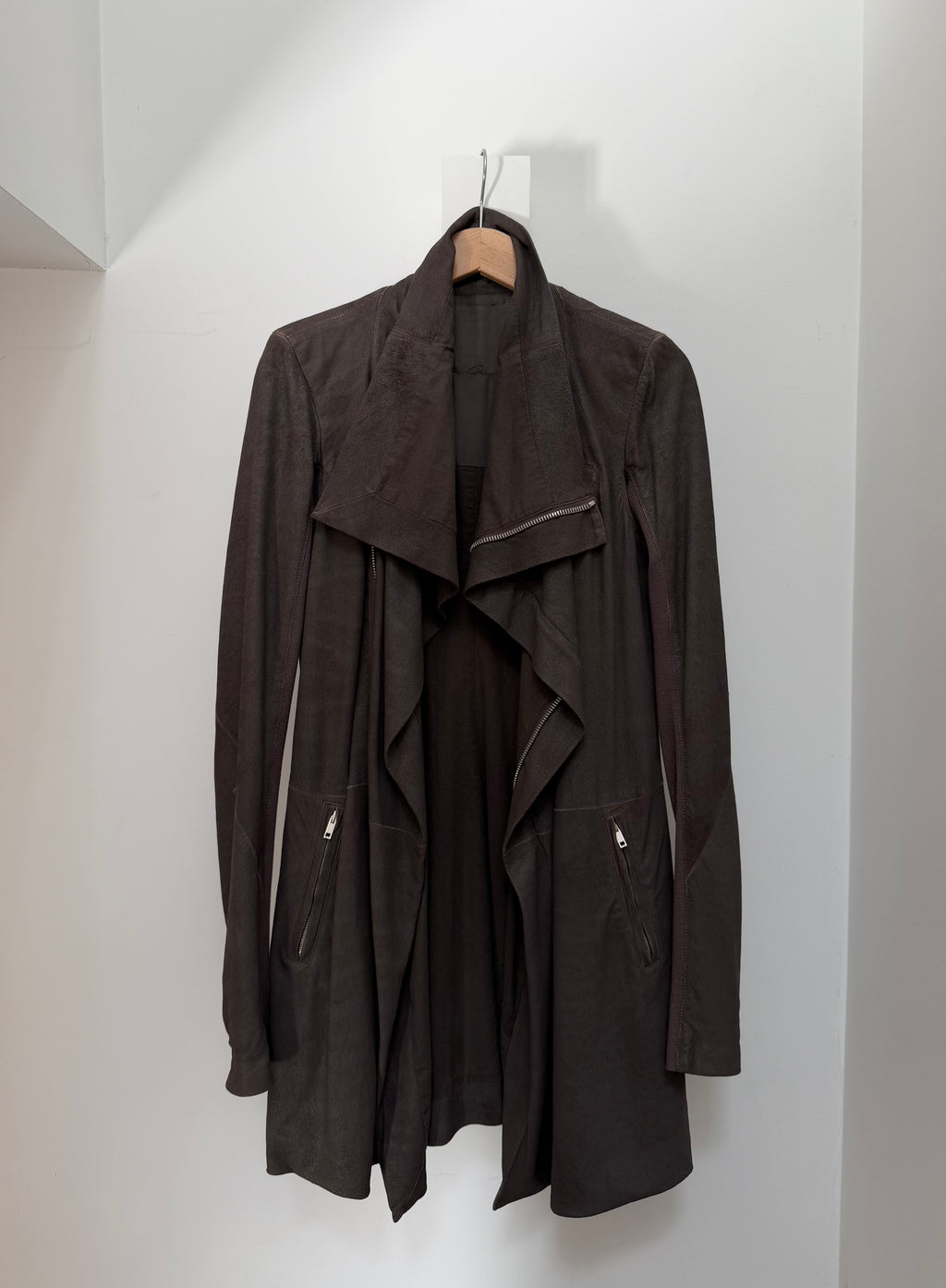 Rick Owens FW2011 “Limo” Long Lamb Leather High-Neck Jacket – view 2